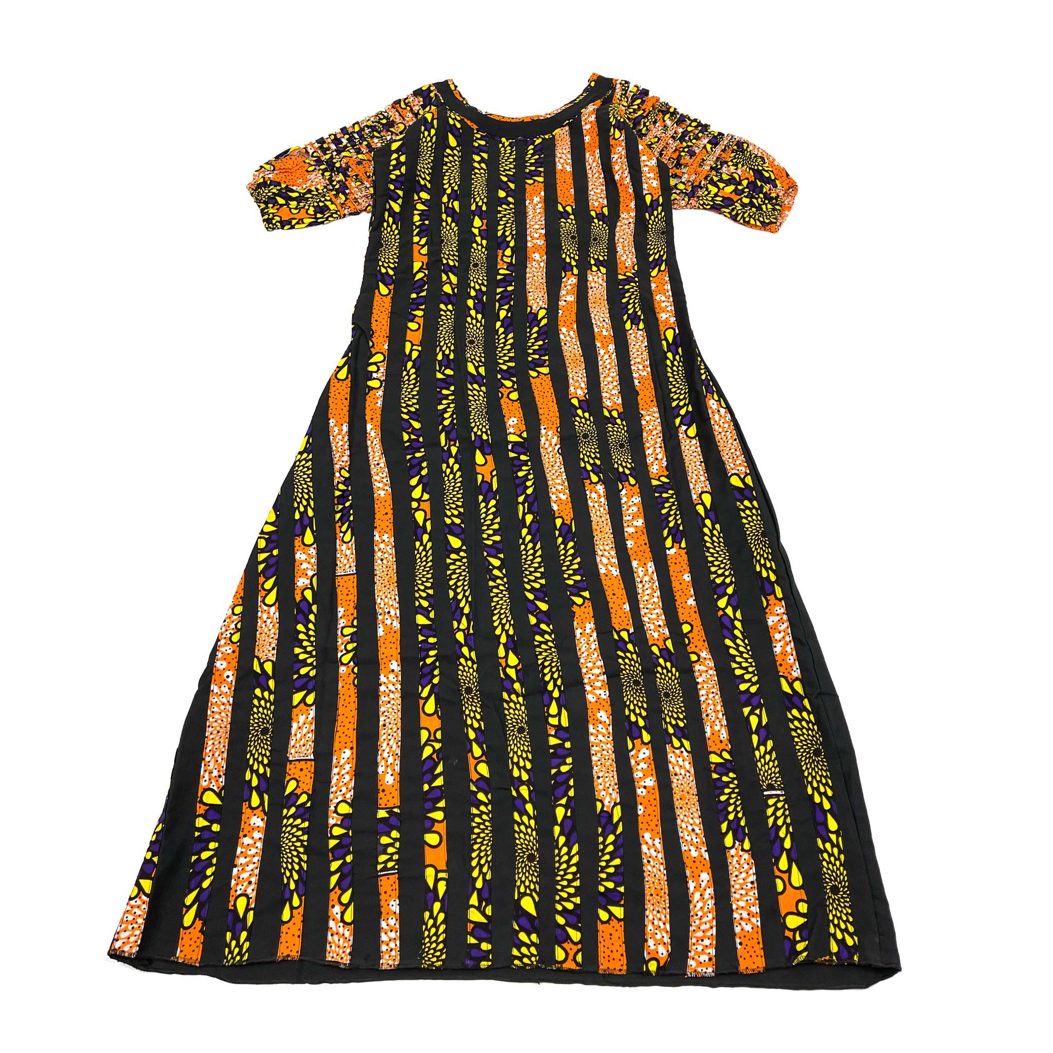 Women's Yellow & Green Ankara Cotton Mix Dress