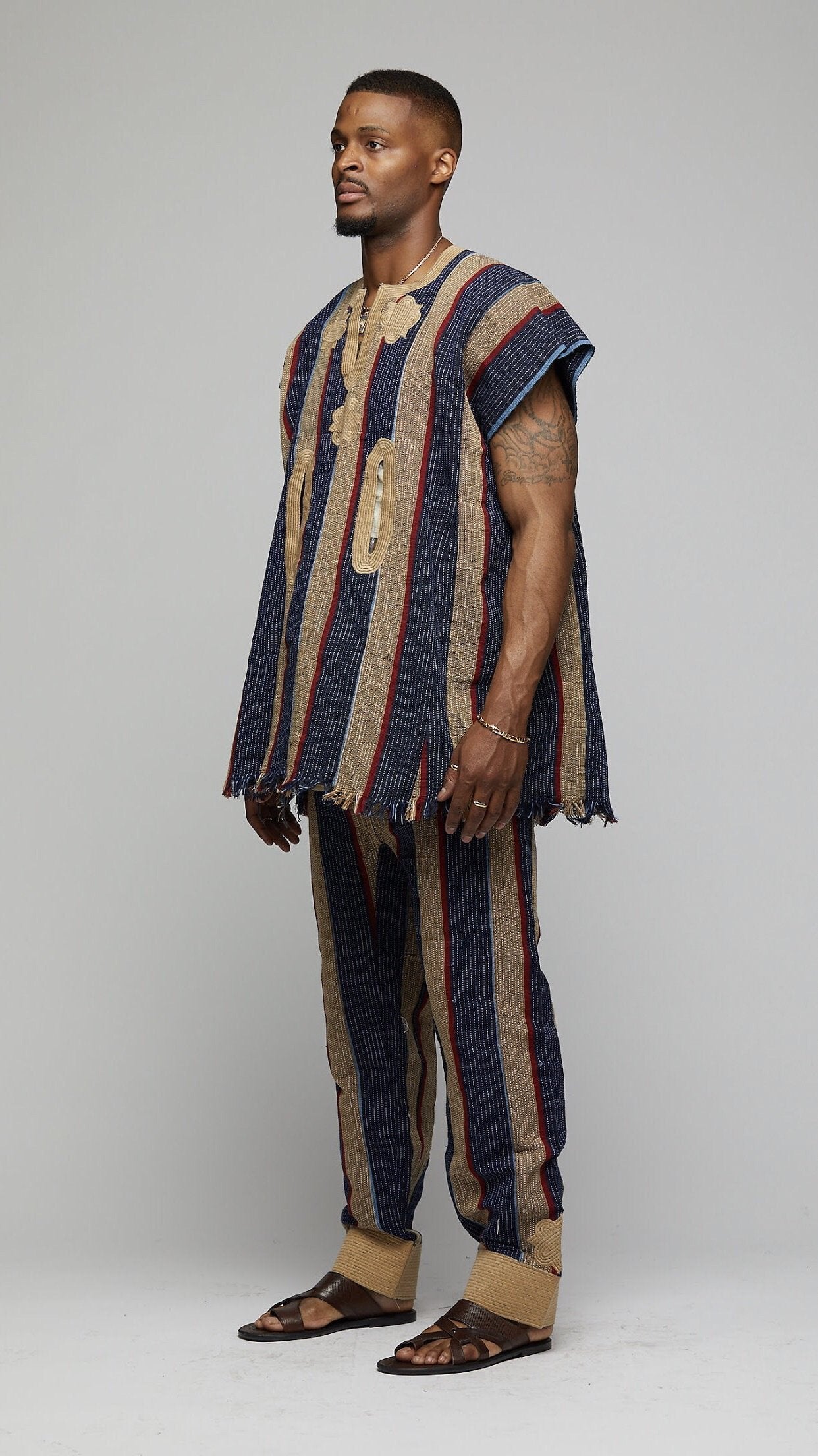 Creme Aso Oke Pant Set