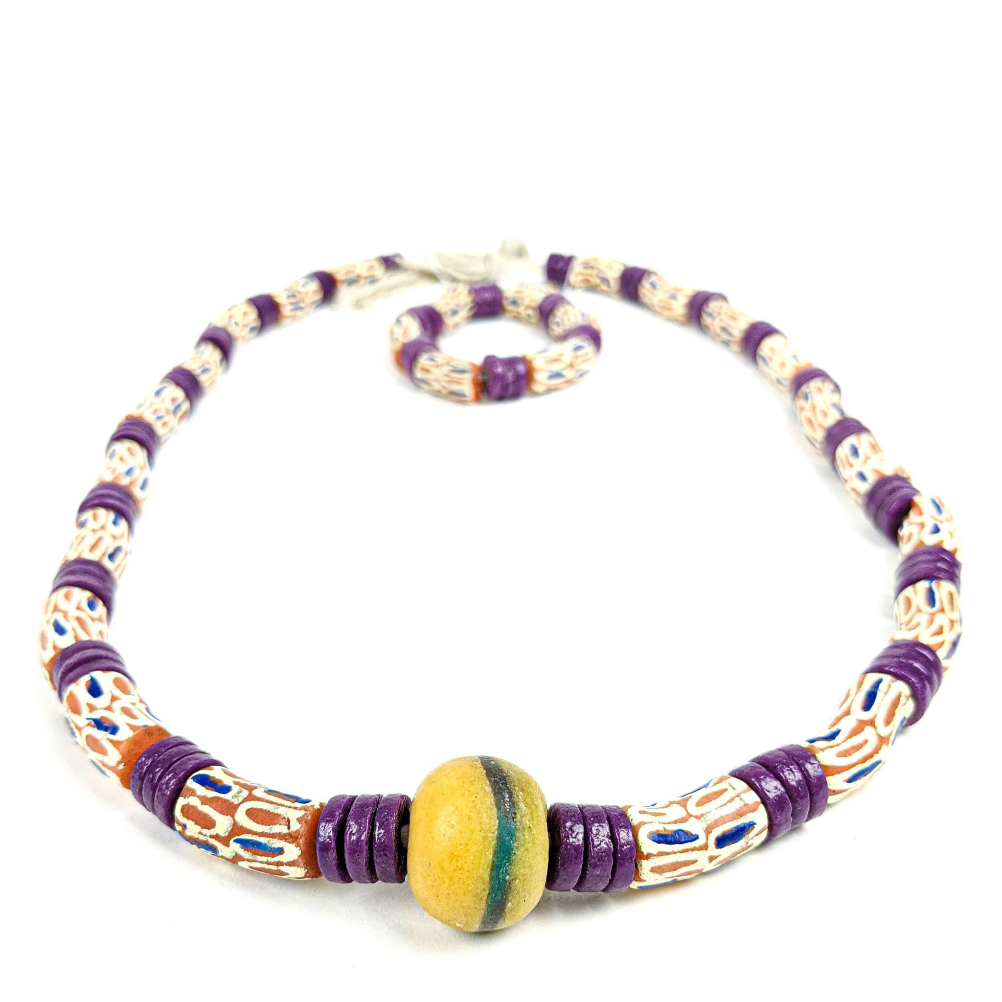 Ghanaian Krobo Bead Necklace and Bracelet
