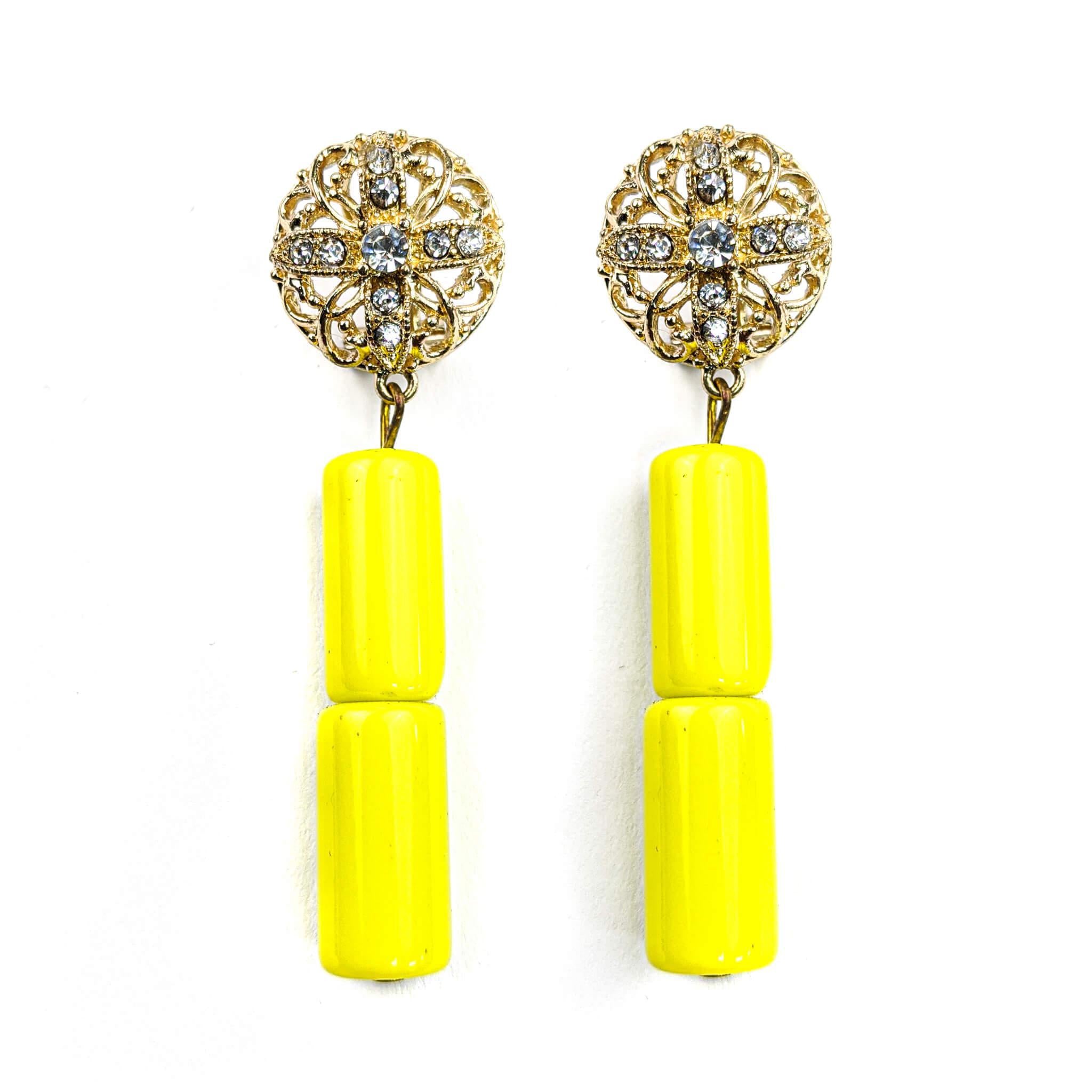 Yellow Beaded Earrings