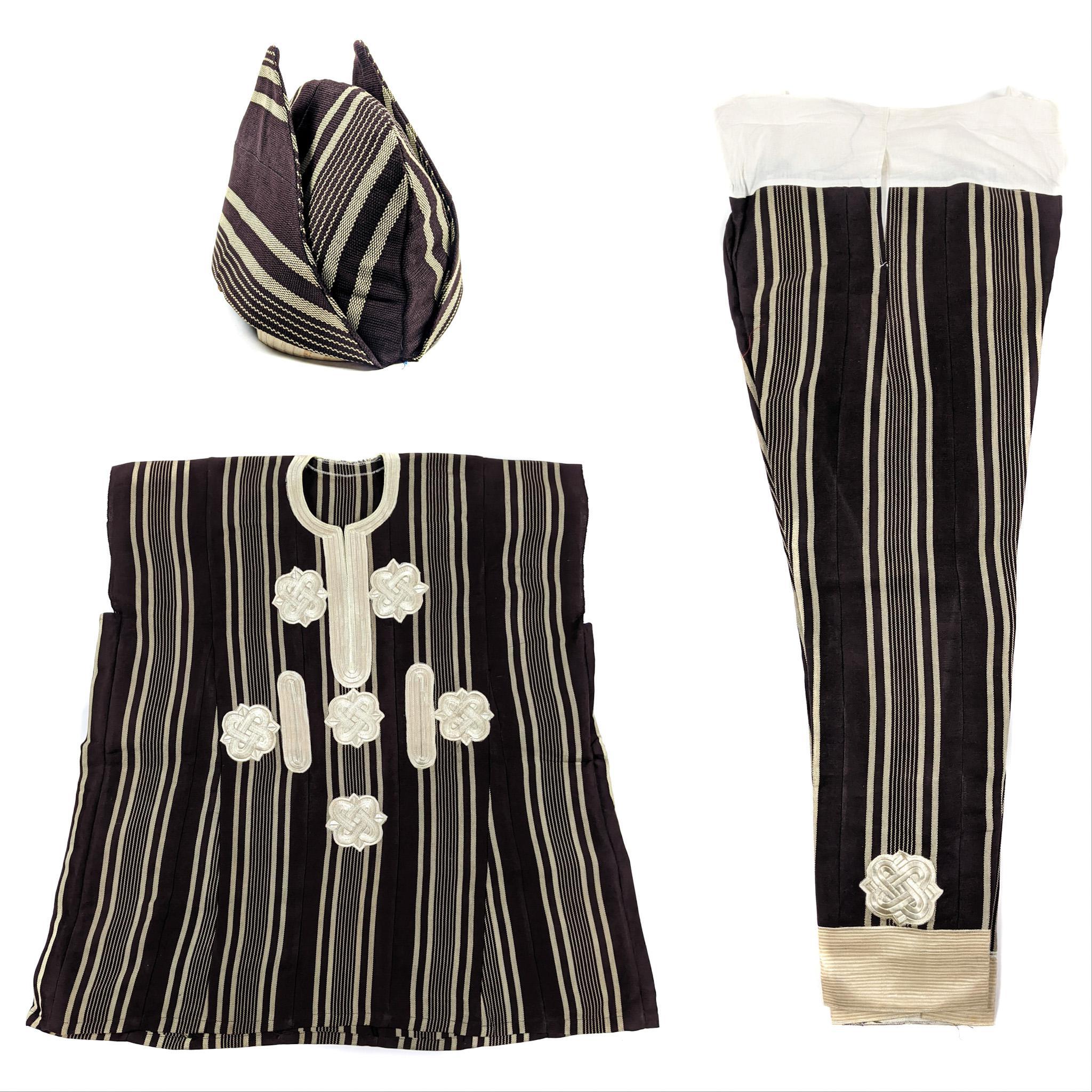 Traditional Brown Aso Oke Pant Set