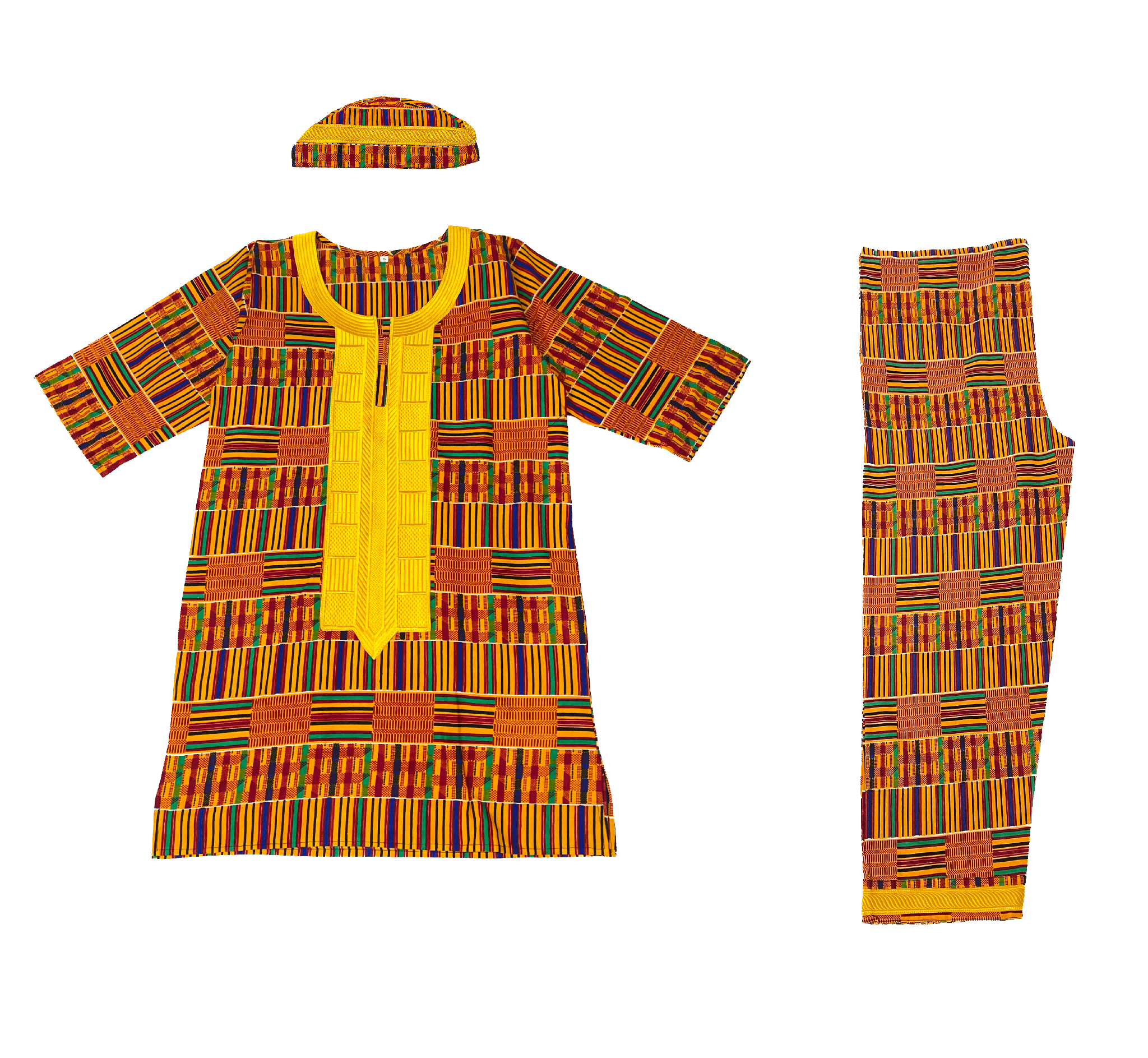 Embroidered Kente Pant Set