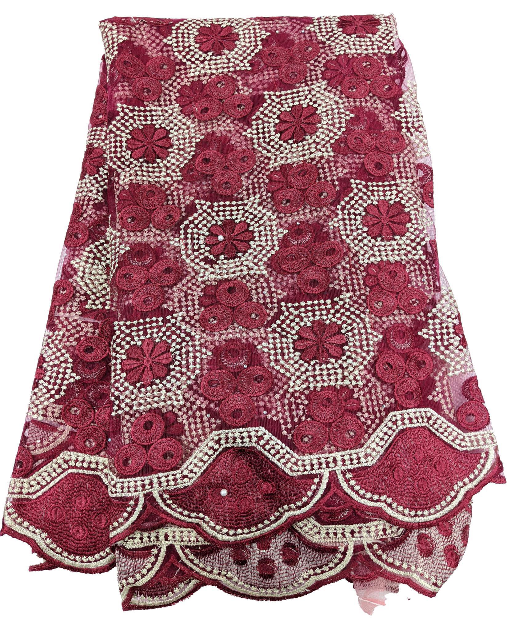 Wine & Gold French Net Lace