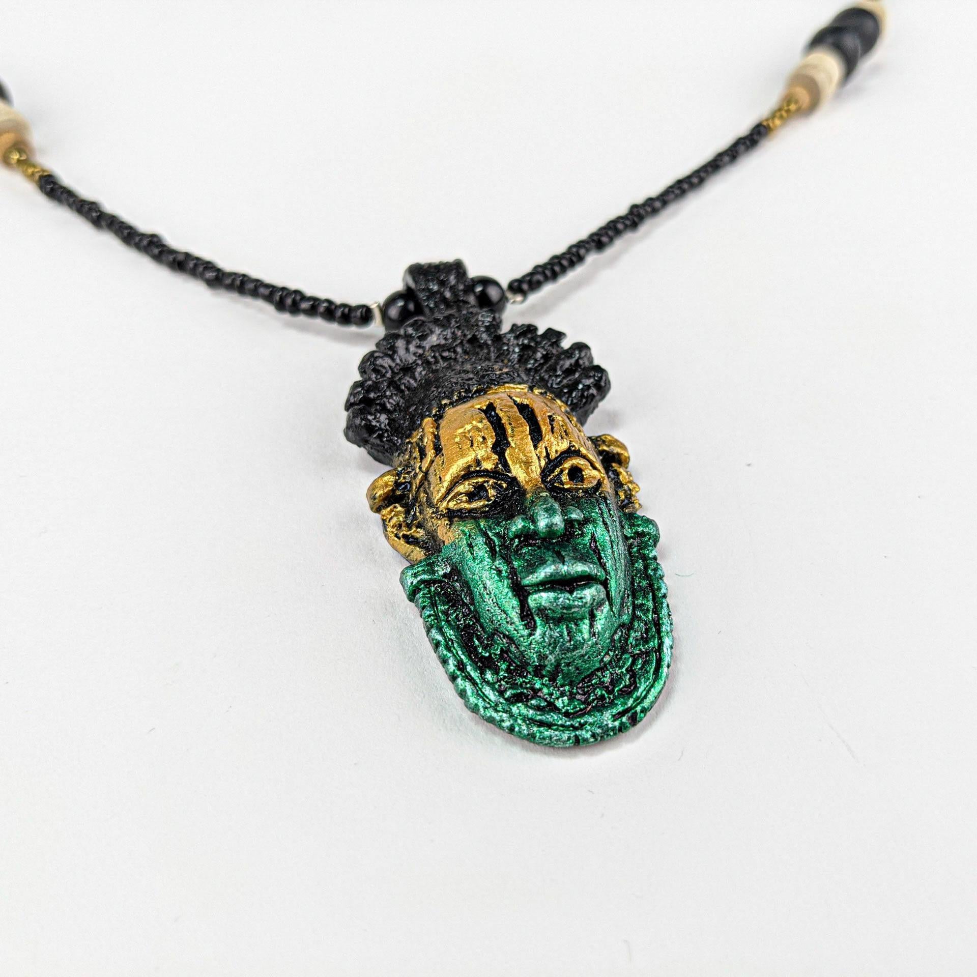 Sculpted Queen Idia Heritage Pendant Necklace
