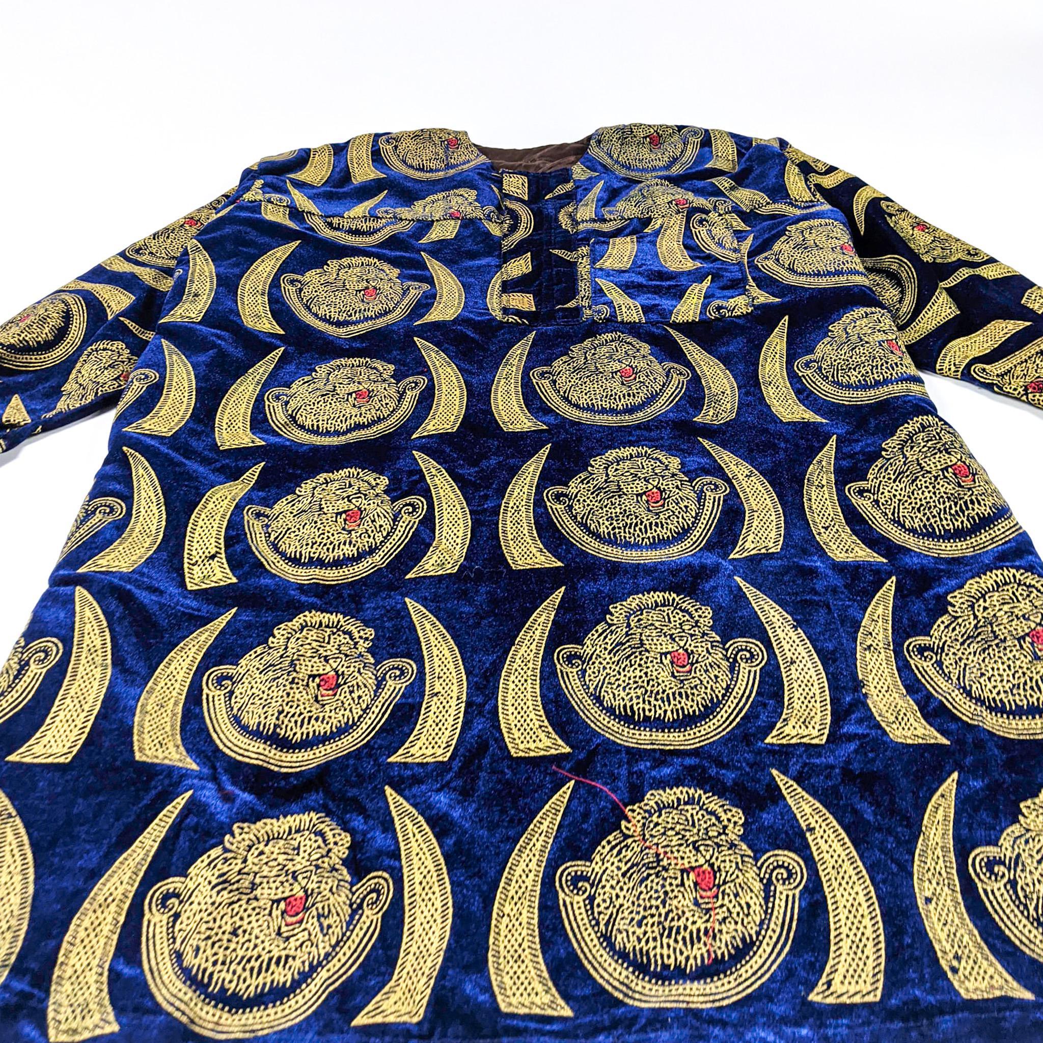 Blue Long Sleeve Traditional Nigerian Isiagu