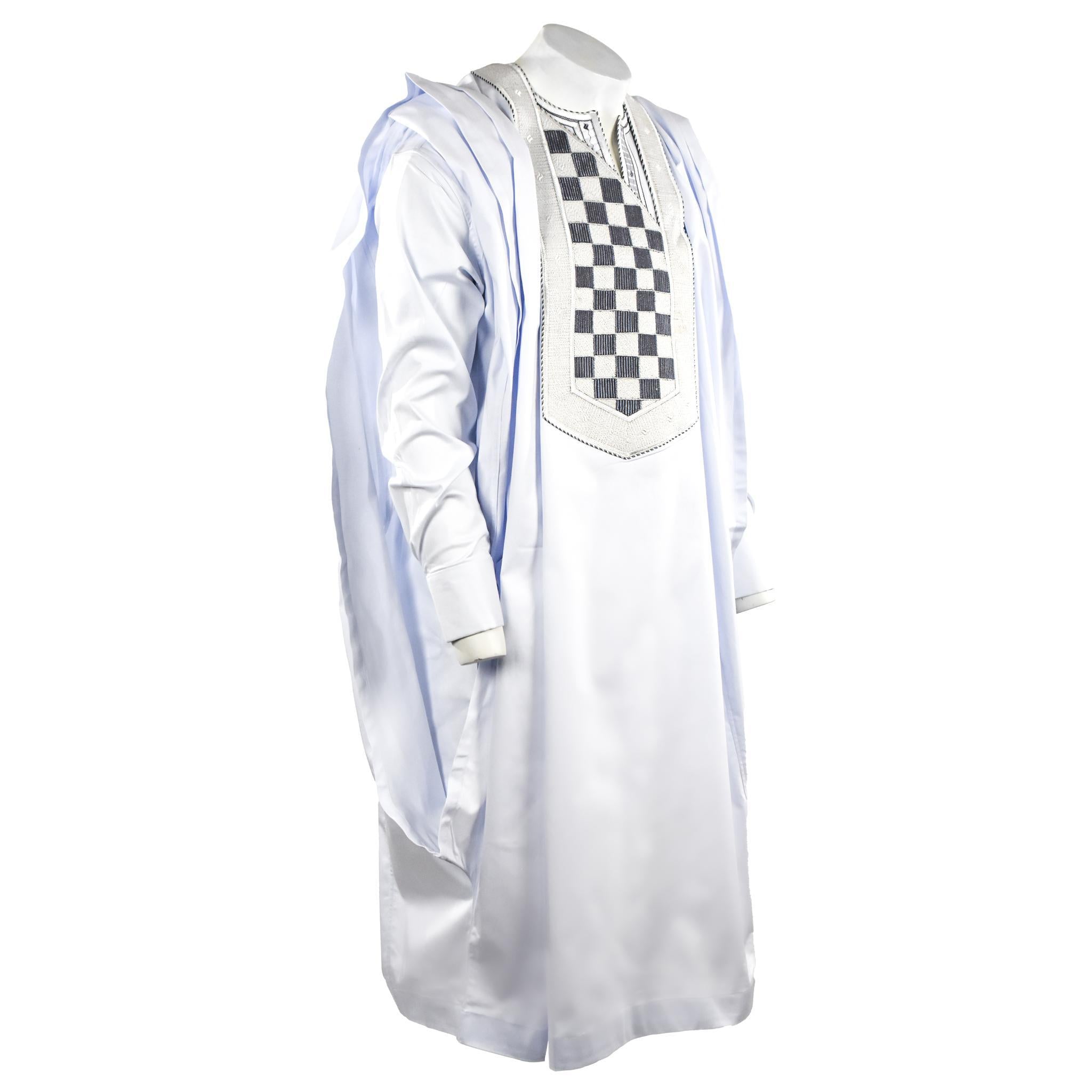 White & Black Agbada 3pc Set