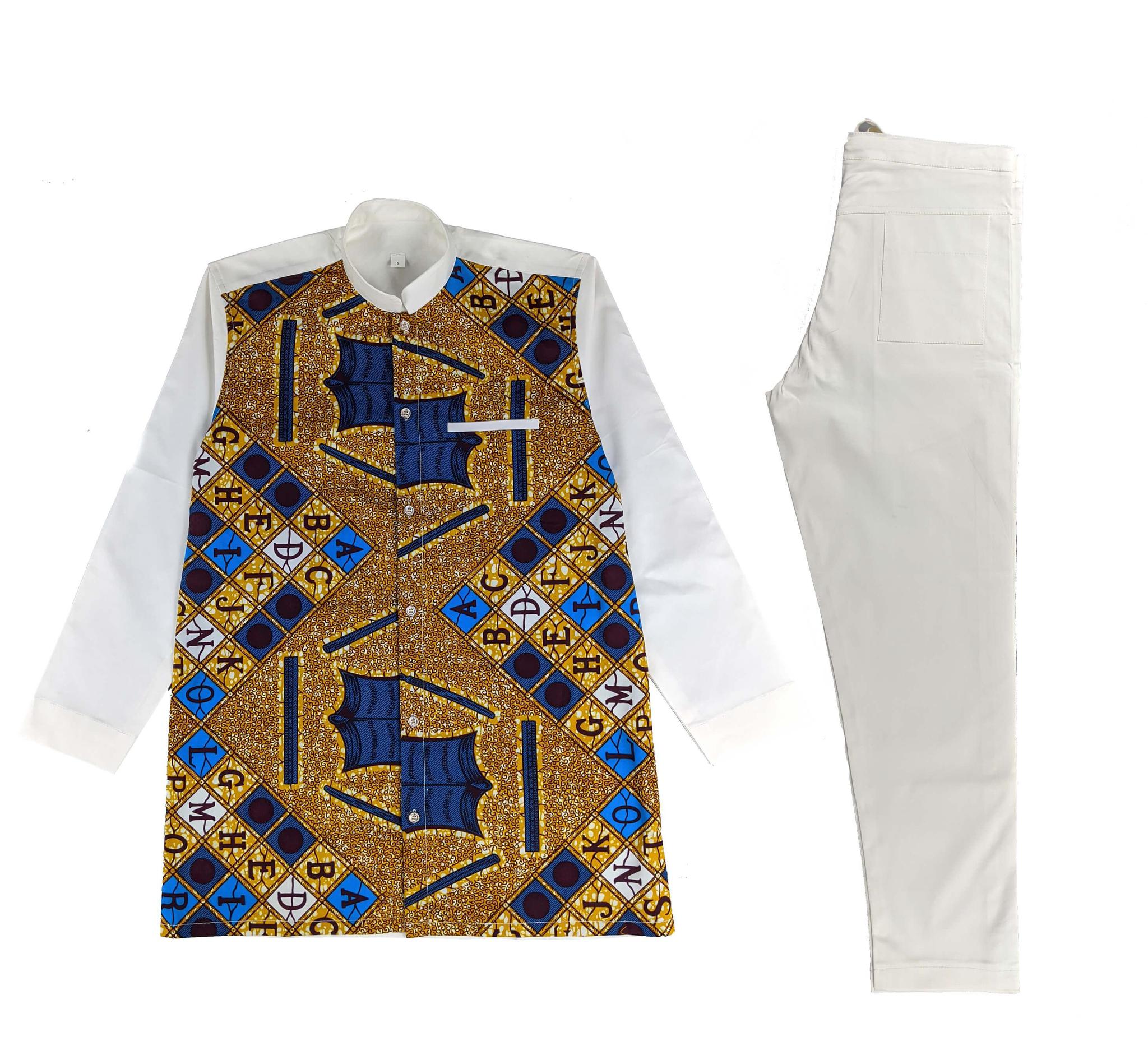 Men Embroidery Long Sleeve Set