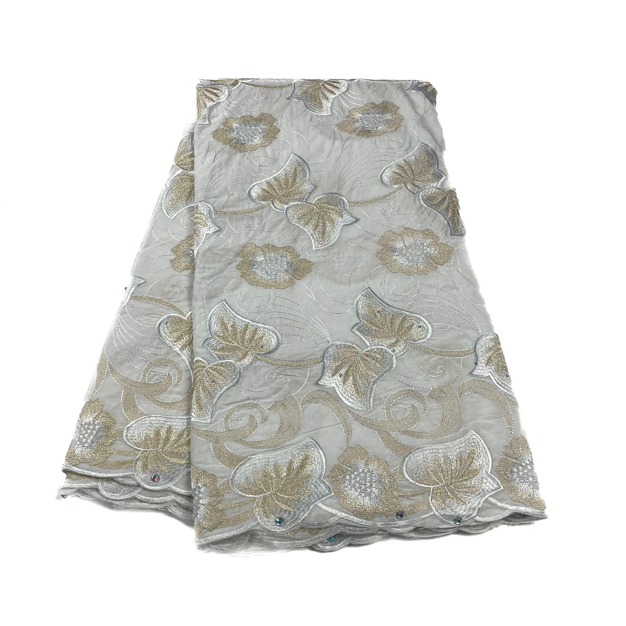 Silver Floral Cotton Lace