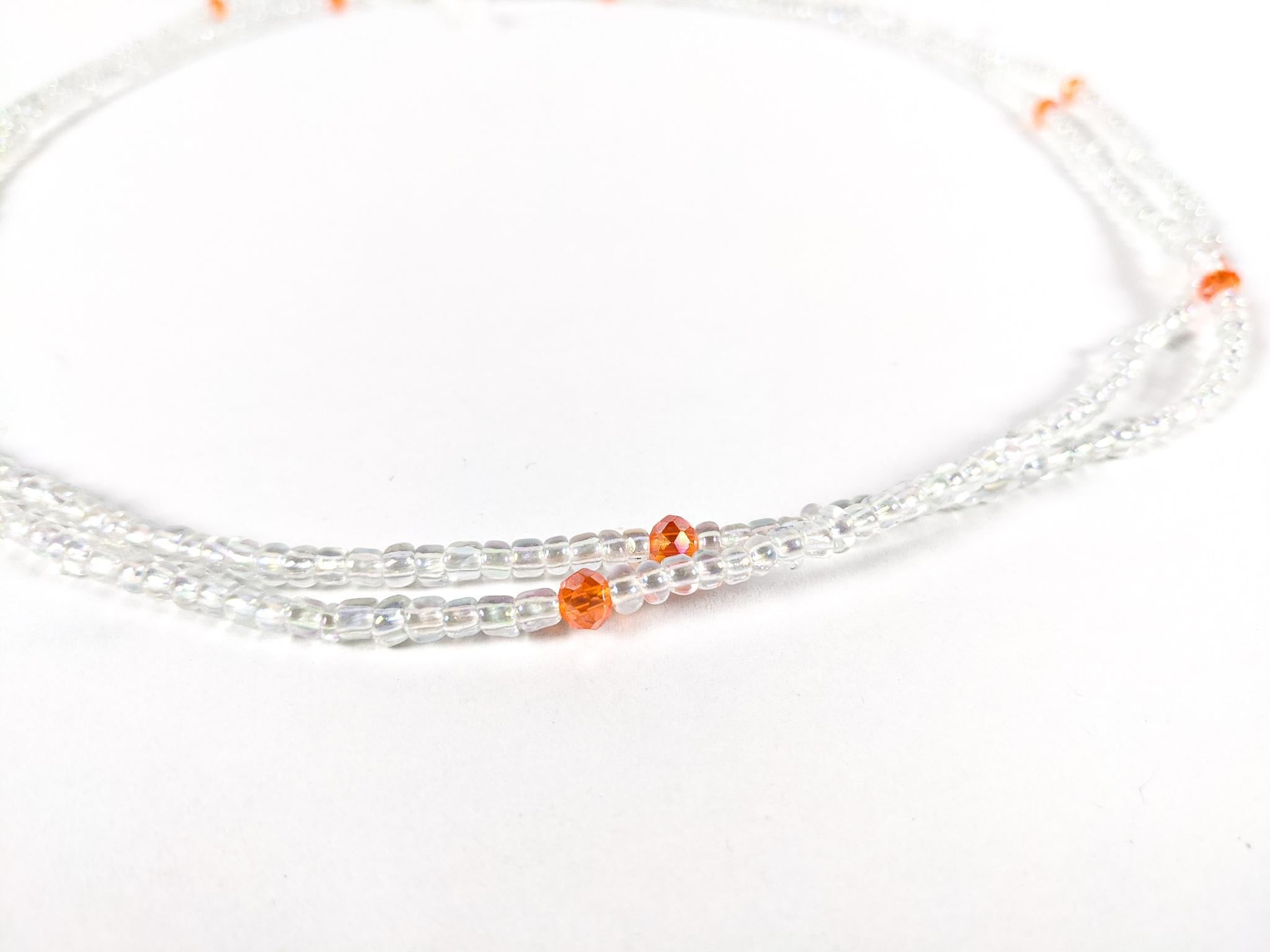 Clear & Orange String Tie Waist Beads