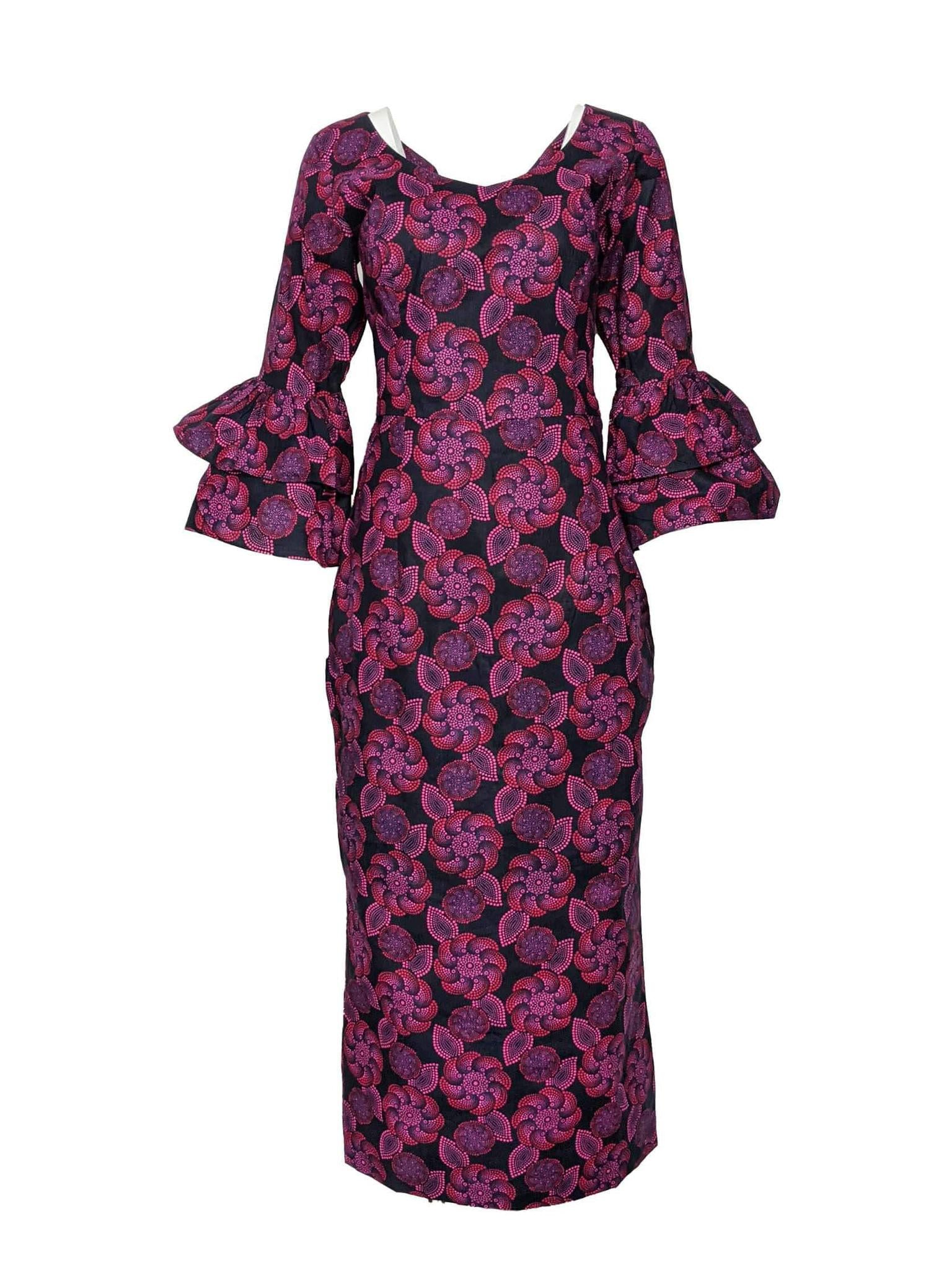 Women's Pencil Dress With 2-Step Peplum Sleeve