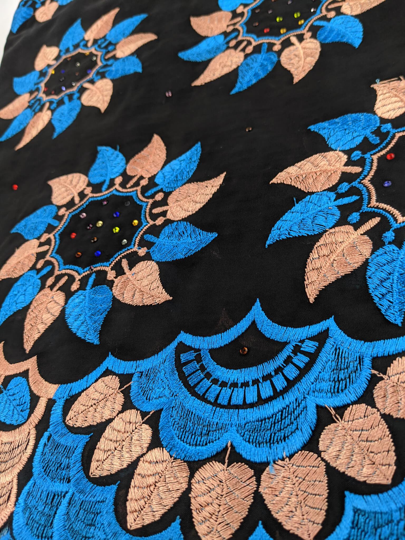 Black, Peach & Blue Exclusive Cotton Lace
