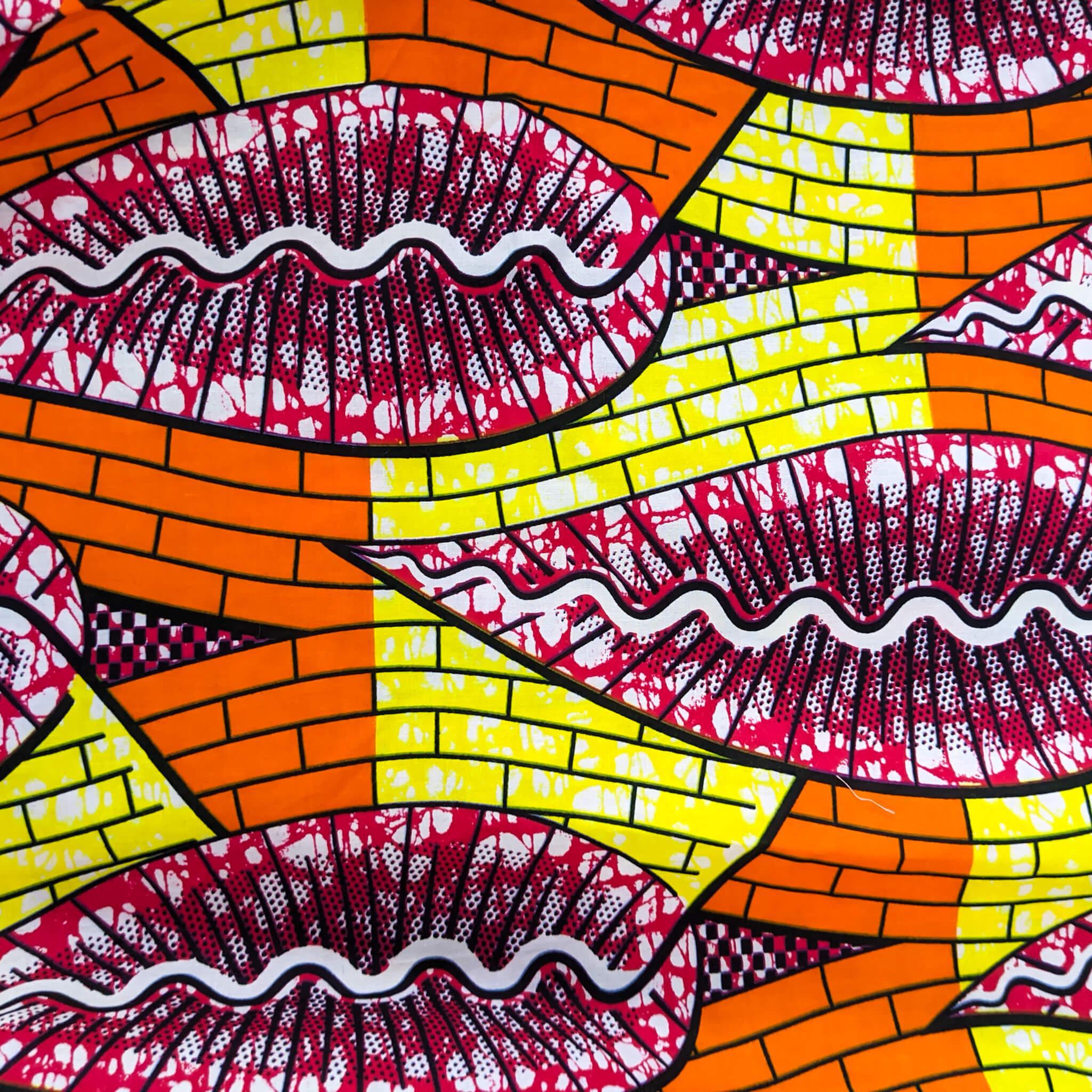 Handmade Orange Multi Ankara Print Midi Skirt