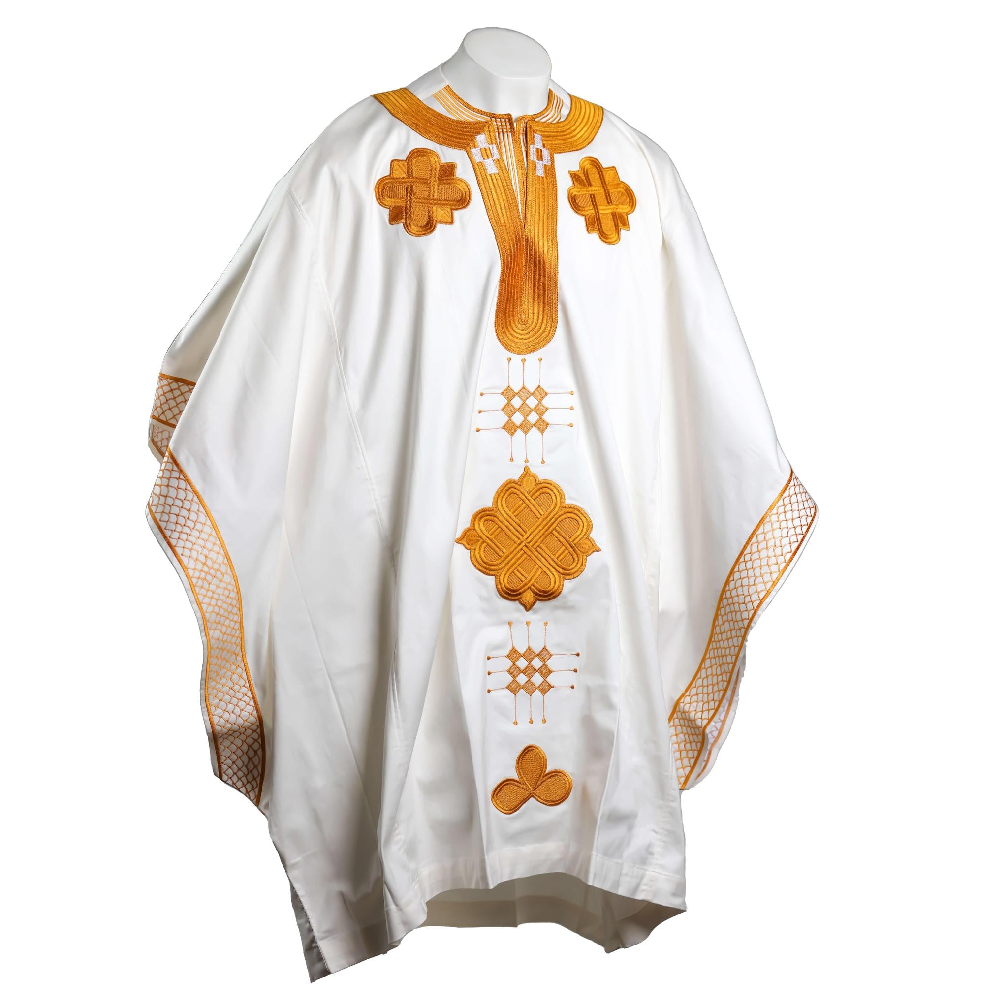 White & Gold Agbada 3pc Set