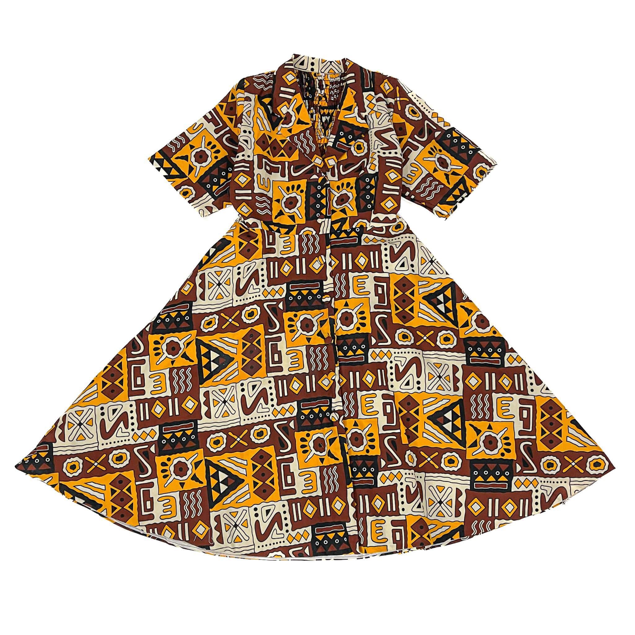 Brown & Yellow Ankara Dress