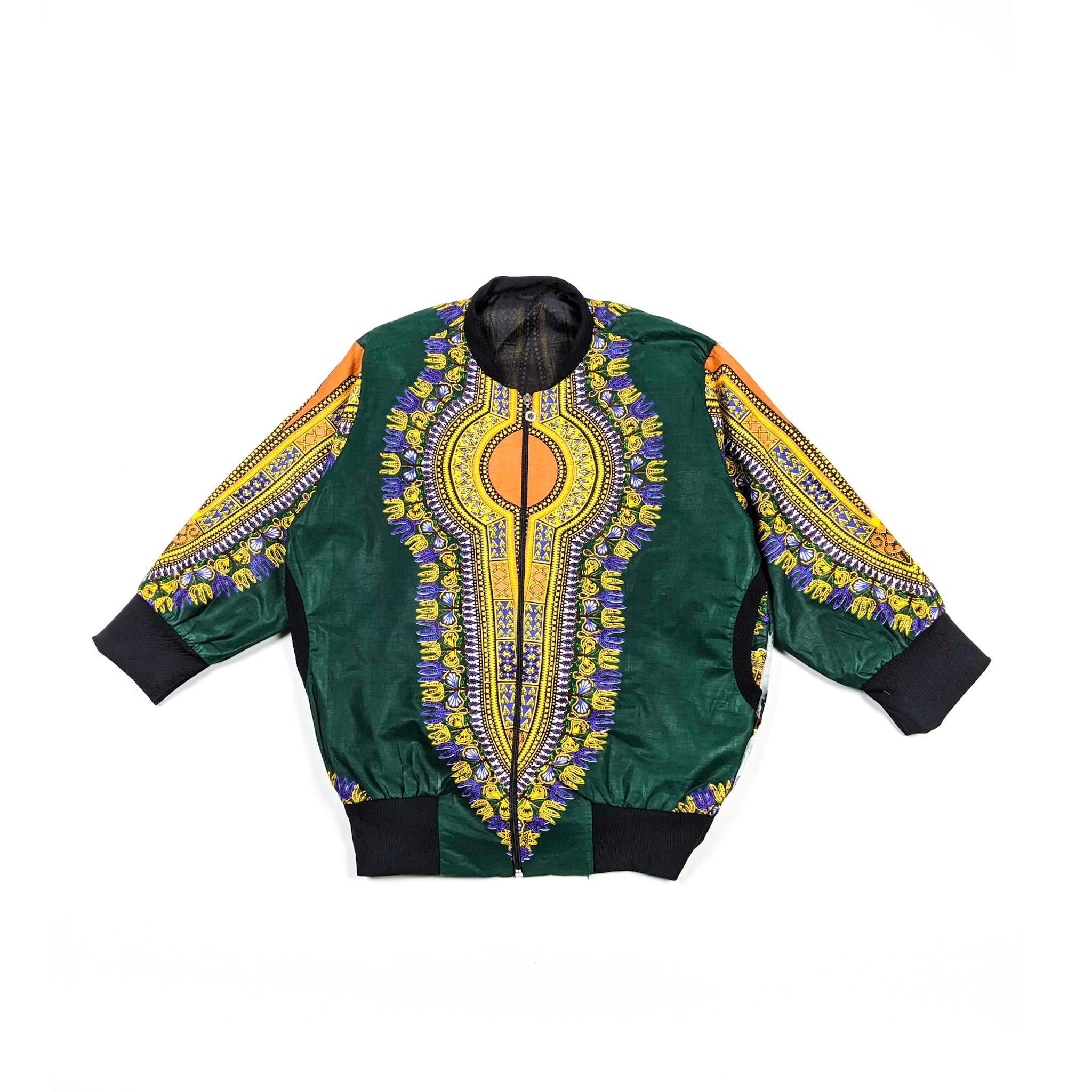 Green Kente Bomber Jacket Set