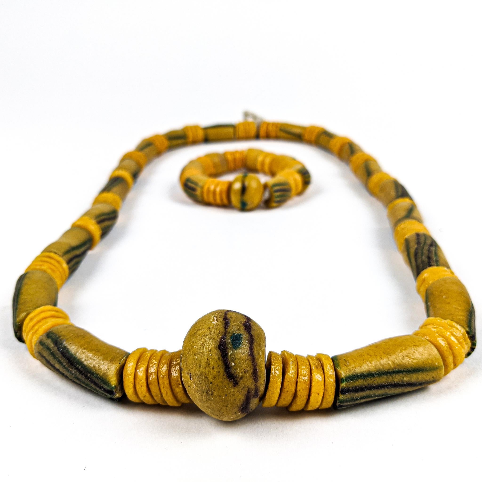 Ghanaian Krobo Bead Necklace and Bracelet (Heavy Set)