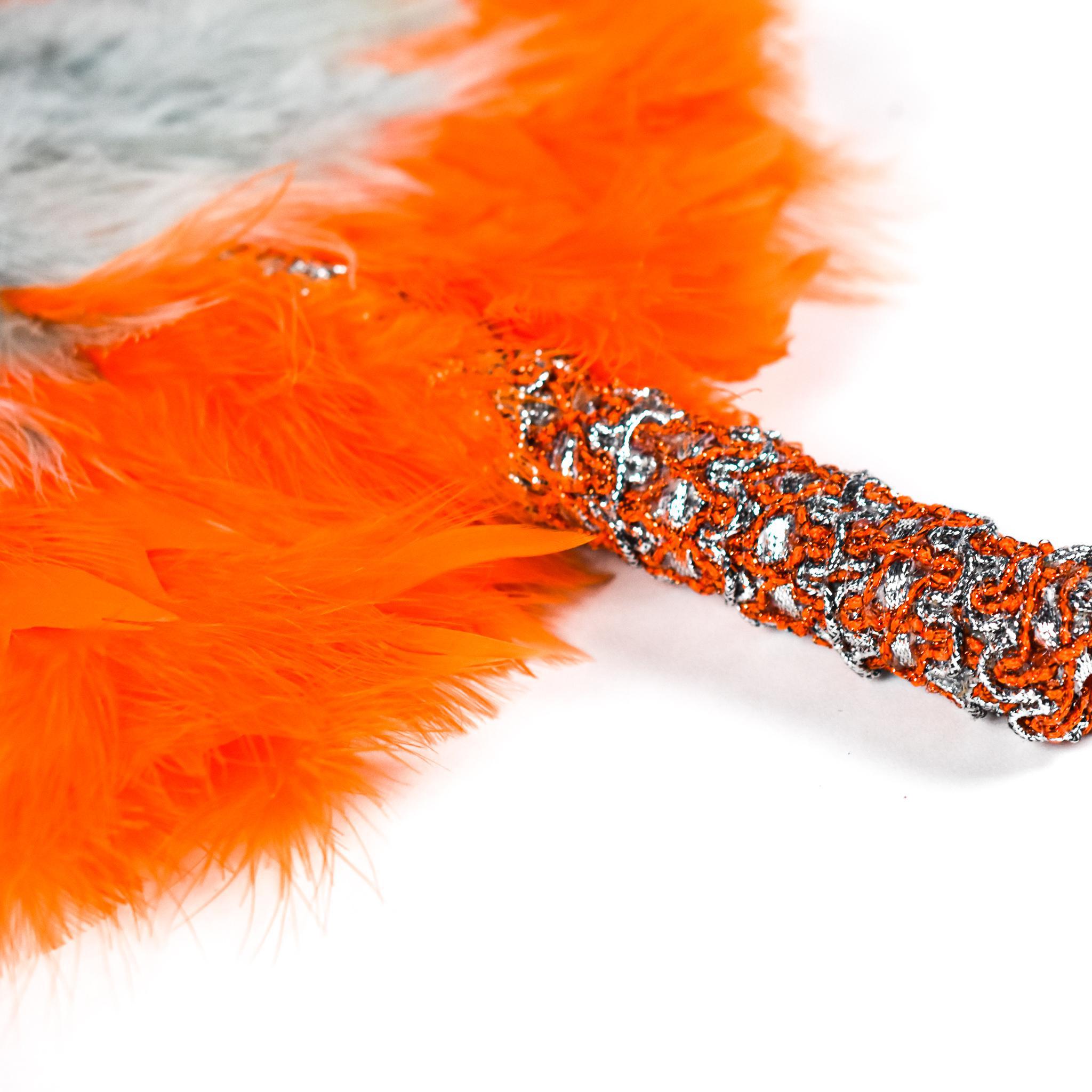 Orange & Grey Traditional Wedding Hand Fan