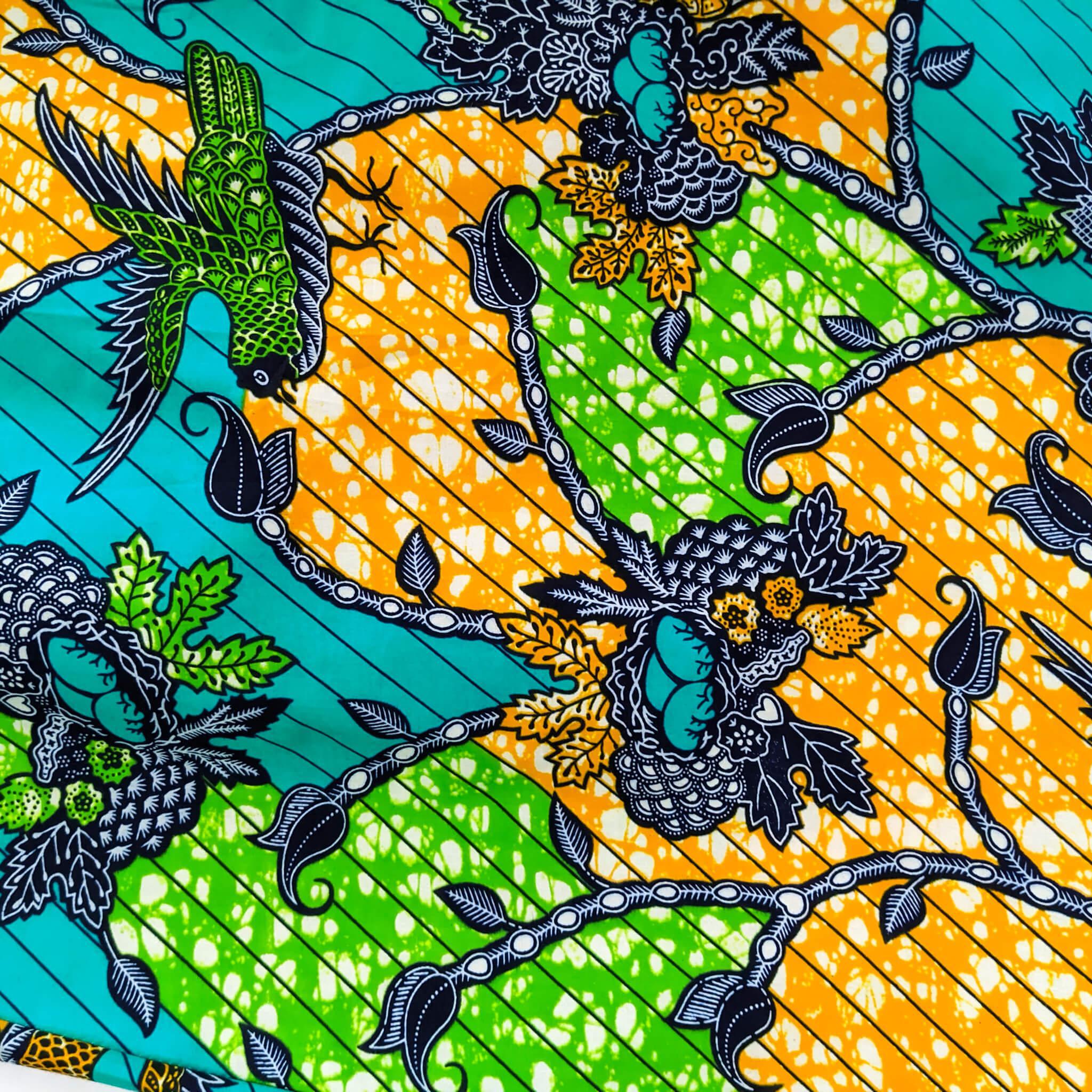 Handmade Turquoise Nature Ankara Print Midi Skirt