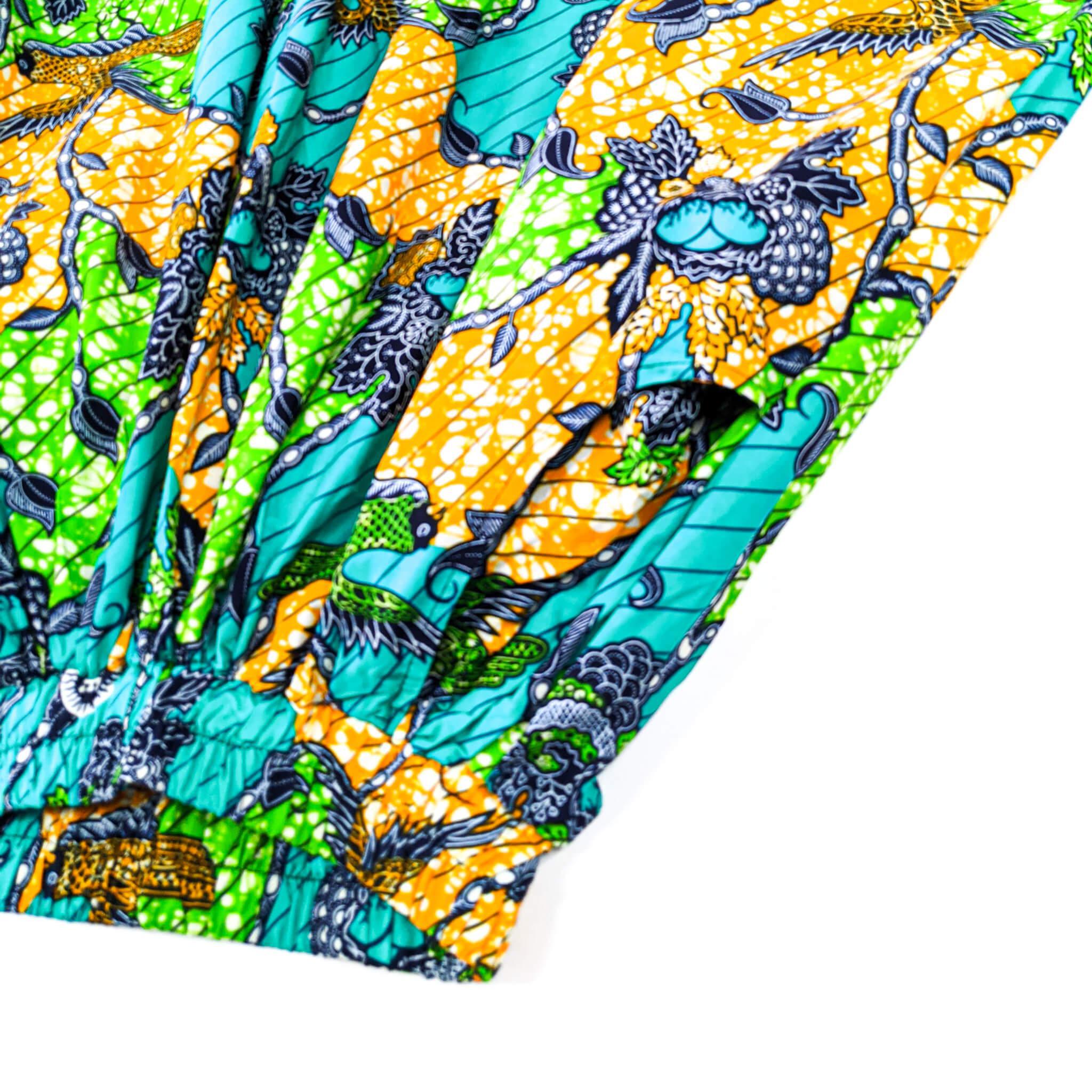 Handmade Turquoise Nature Ankara Print Midi Skirt