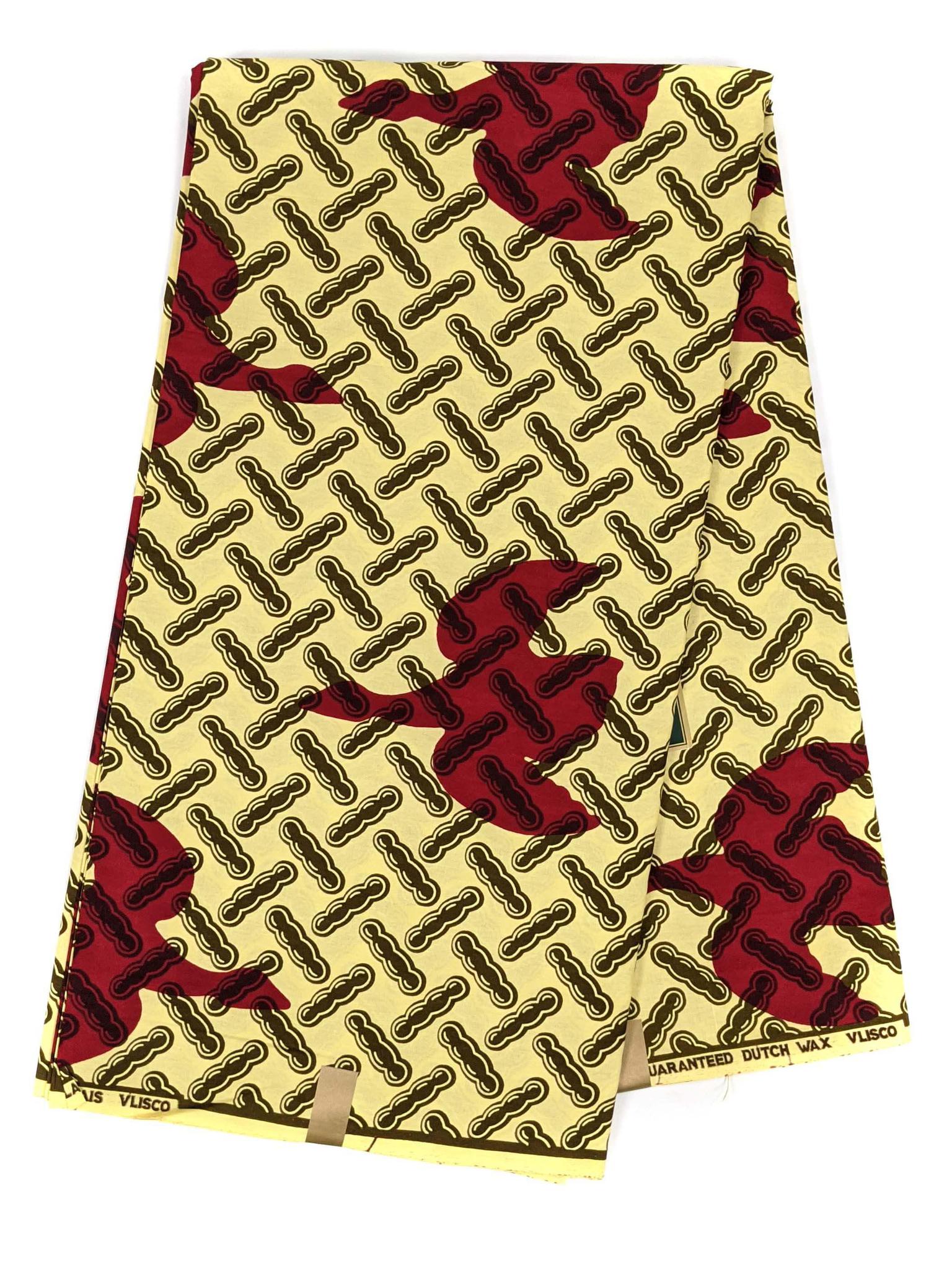 Sand and Red Ankara Wax Print