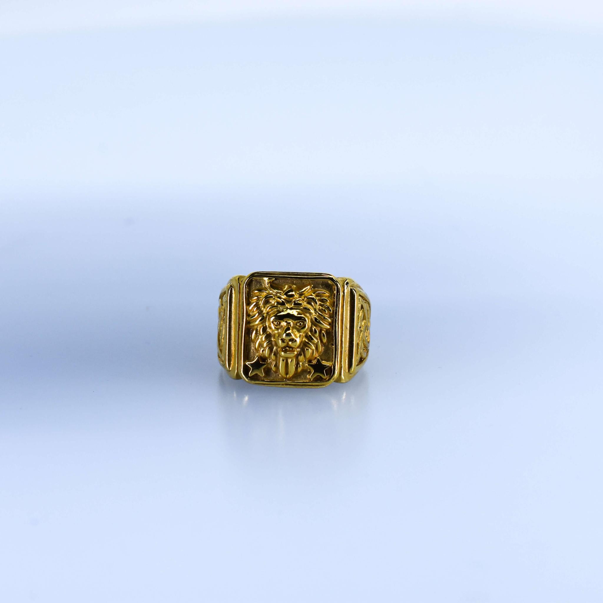 Gold-Plated Celtic Lion Signet Ring