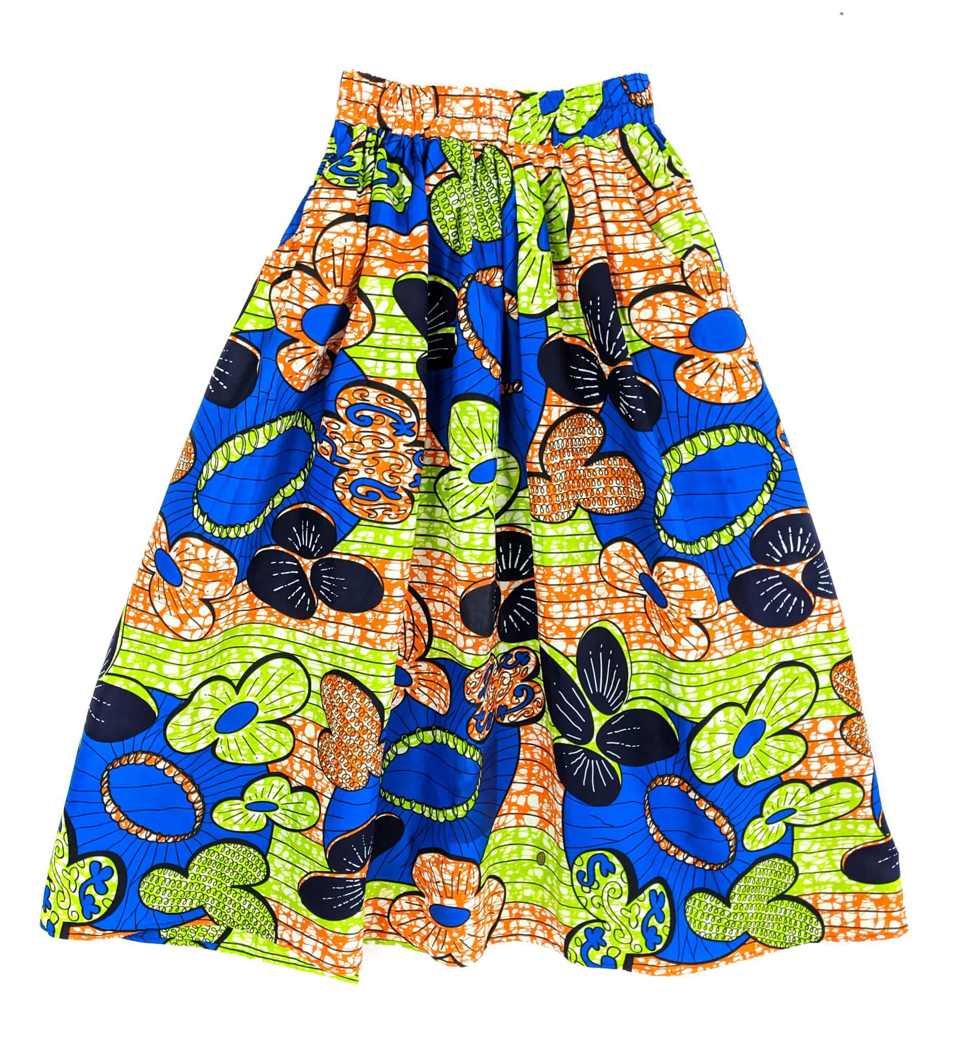 Handmade Multi Ankara Print Midi Skirt
