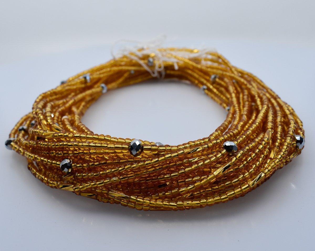 Gold African Waist Beads - AFRIKAN ATTIRE - african_clothing - - african_attireAFRIKAN ATTIRE - african_fashion