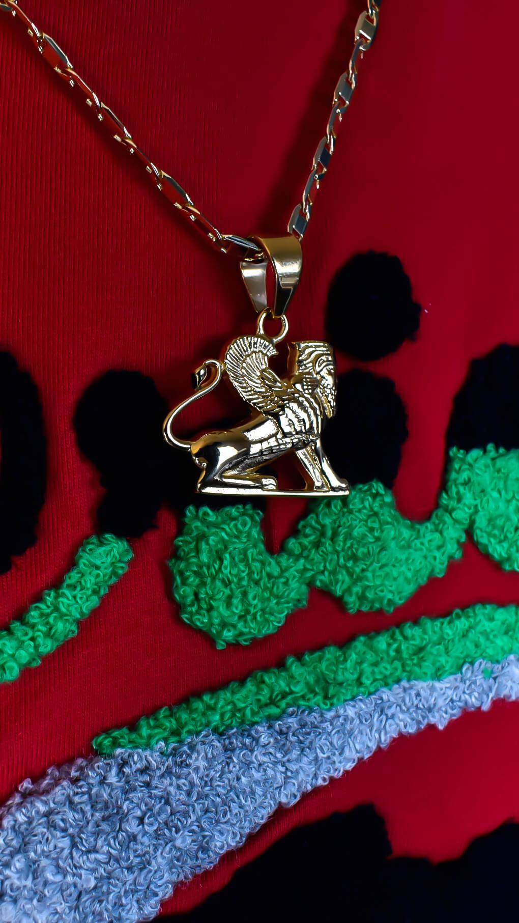 Gold Egyptian Sphinx Necklace - AFRIKAN ATTIRE - #african_clothing - JEWELRY