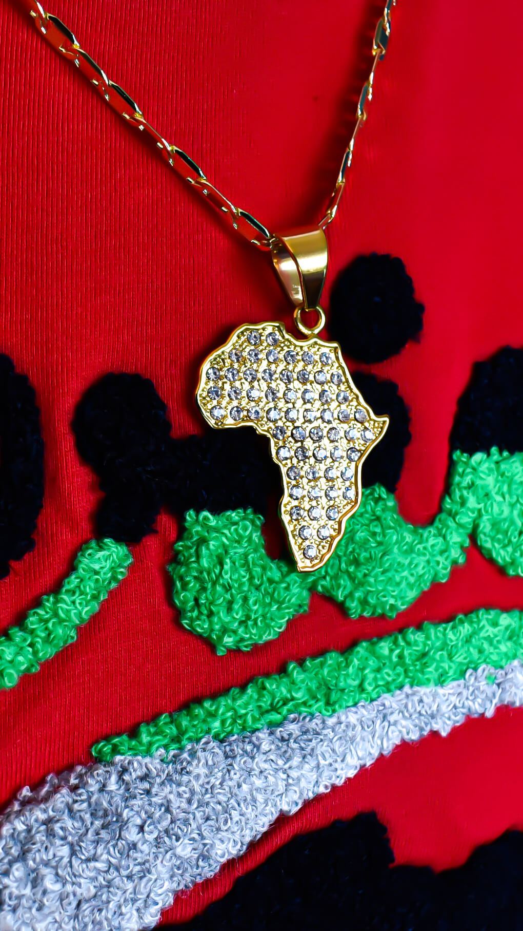 Gold Map of Africa Necklace - AFRIKAN ATTIRE - #african_clothing -