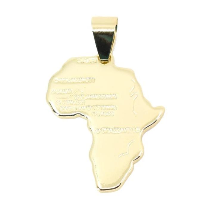 Gold Map of Africa Pendant Chain - AFRIKAN ATTIRE - #african_clothing -