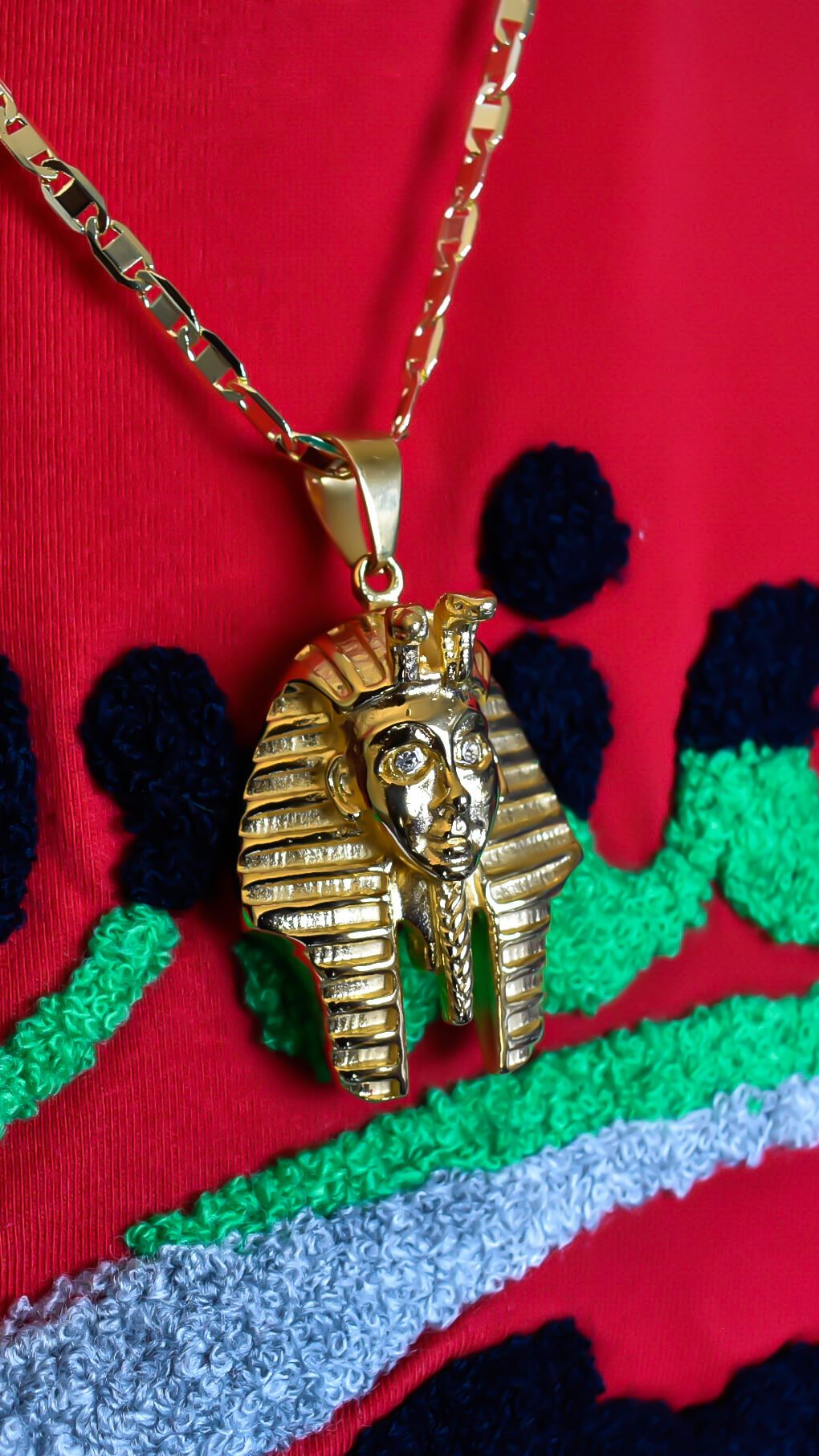 Gold Tutankhamun Pharaoh Necklace - AFRIKAN ATTIRE - #african_clothing - JEWELRY