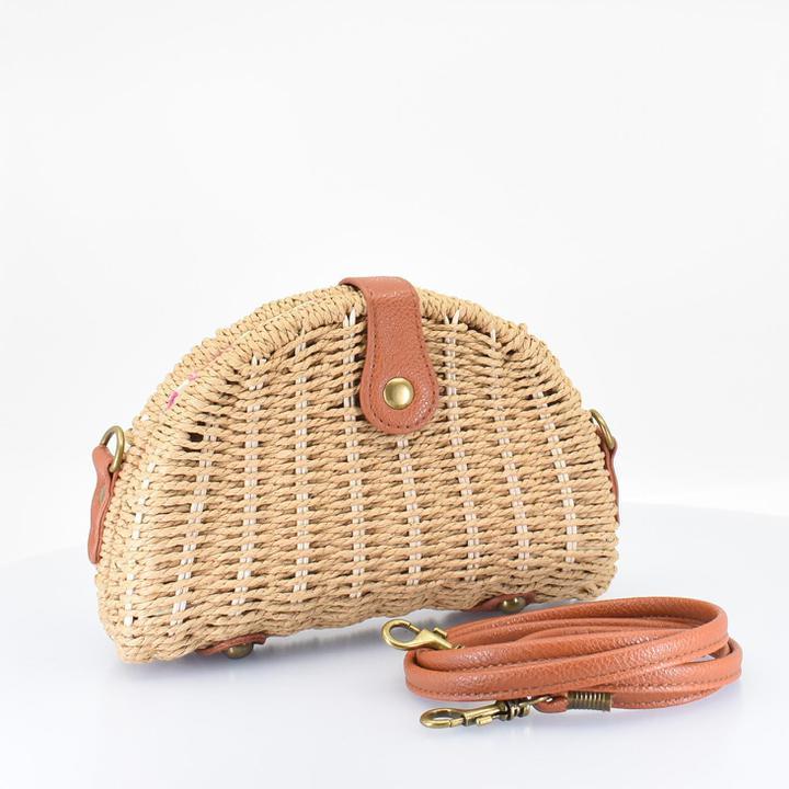Half Moon Woven Straw Crossbody Bag - AFRIKAN ATTIRE - #african_clothing -