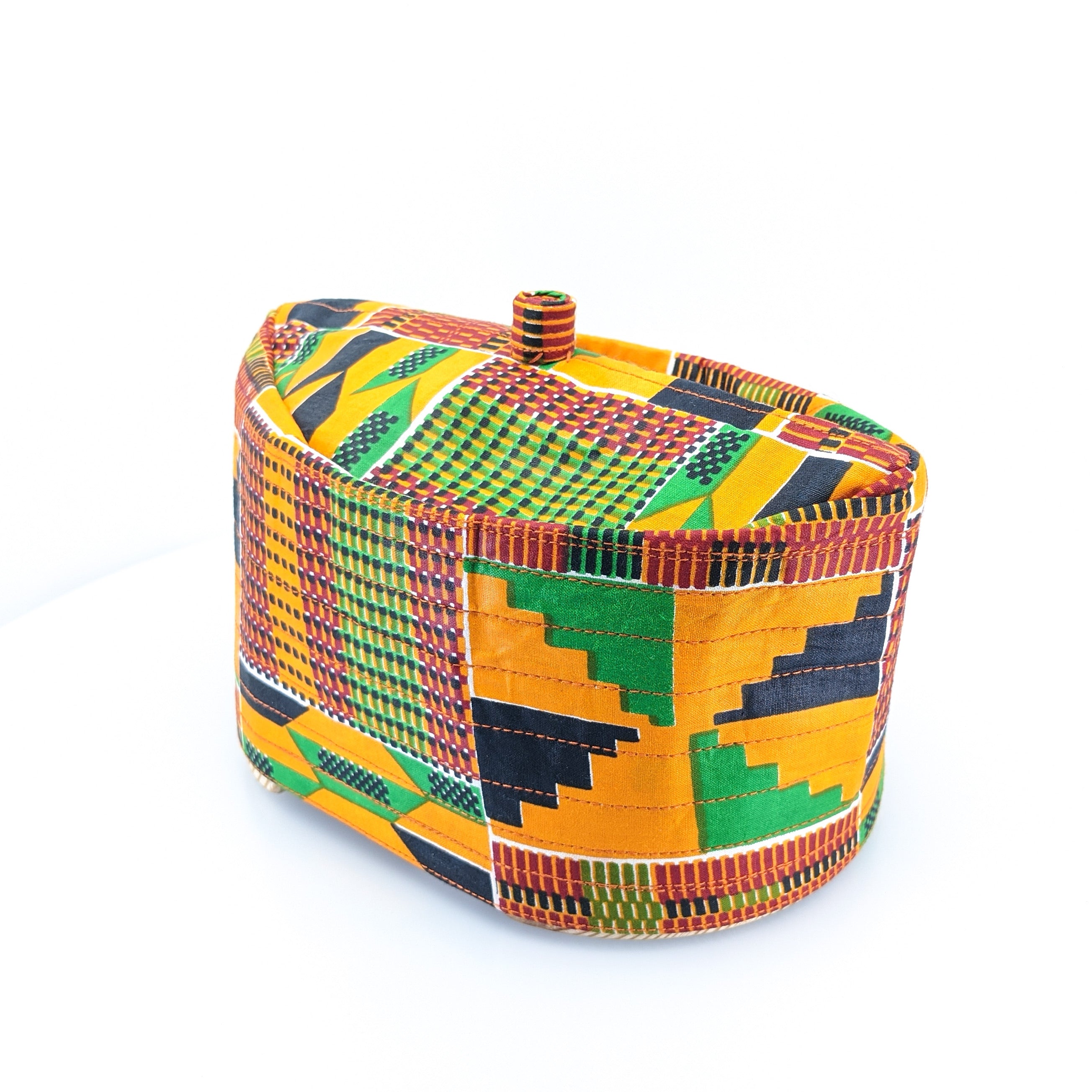 Kente Orange Kufi Cap