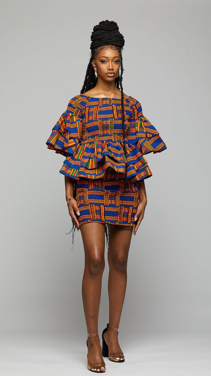 Kente Corset Peplum Orange Blouse  African Print Sleeveless - KENYA –  LAVIYE