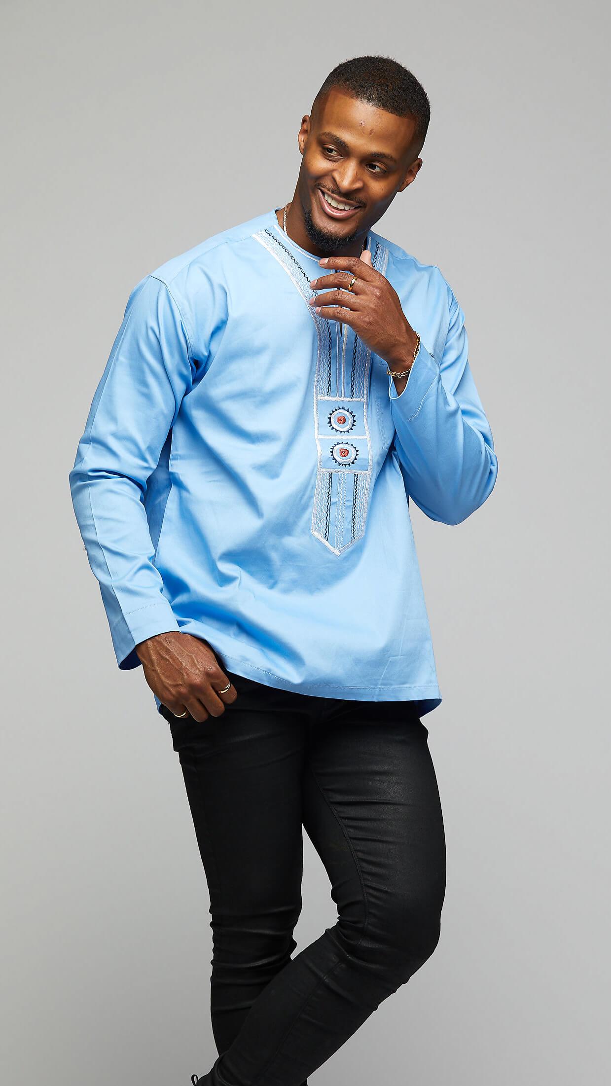 $$Modern Long-sleeve Dashiki with Tribal Embroidery - AFRIKAN ATTIRE - african_clothing - Apparel - african_attireAFRIKAN ATTIRE - african_fashion