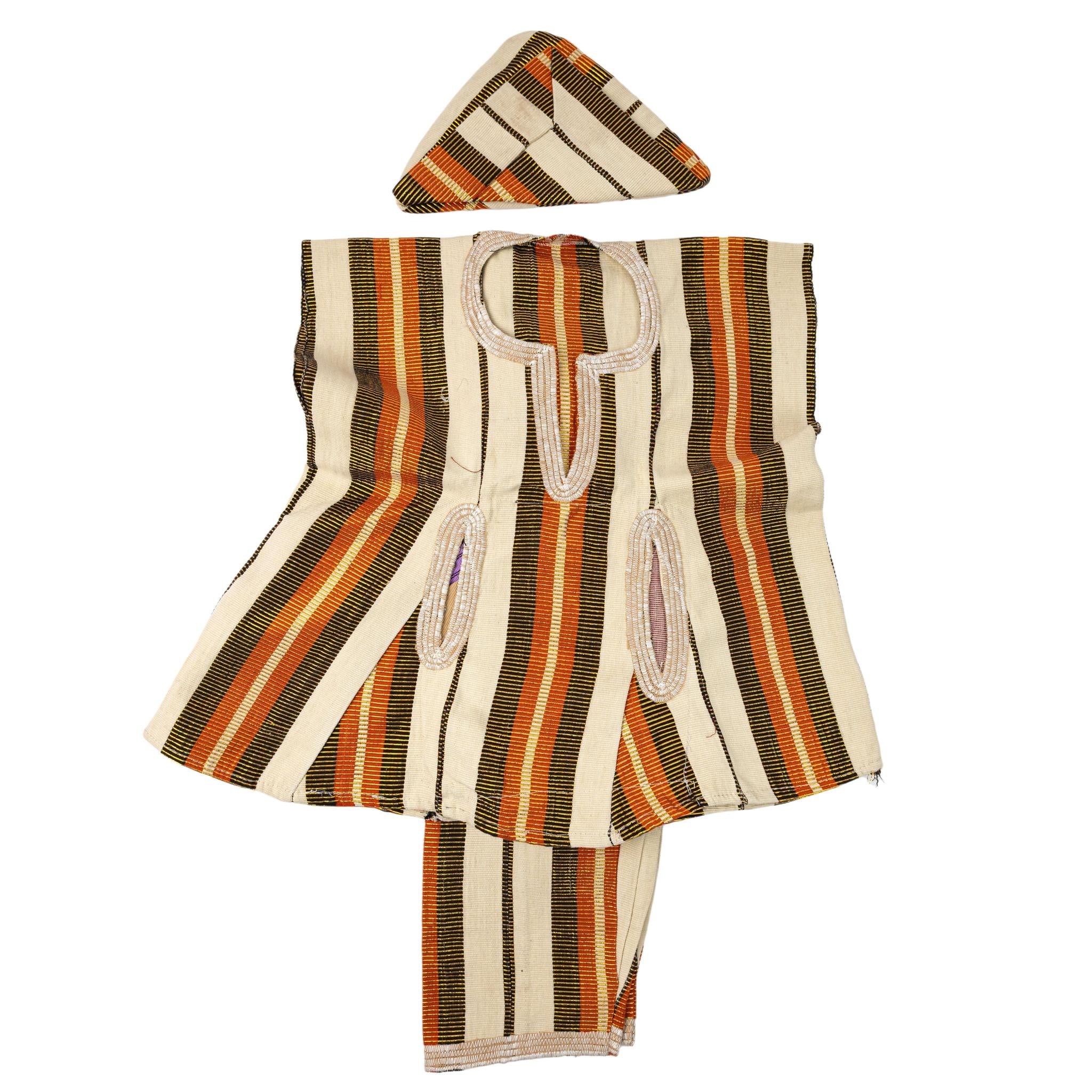 Boys Cream & Orange Aso-Oke Kids Set