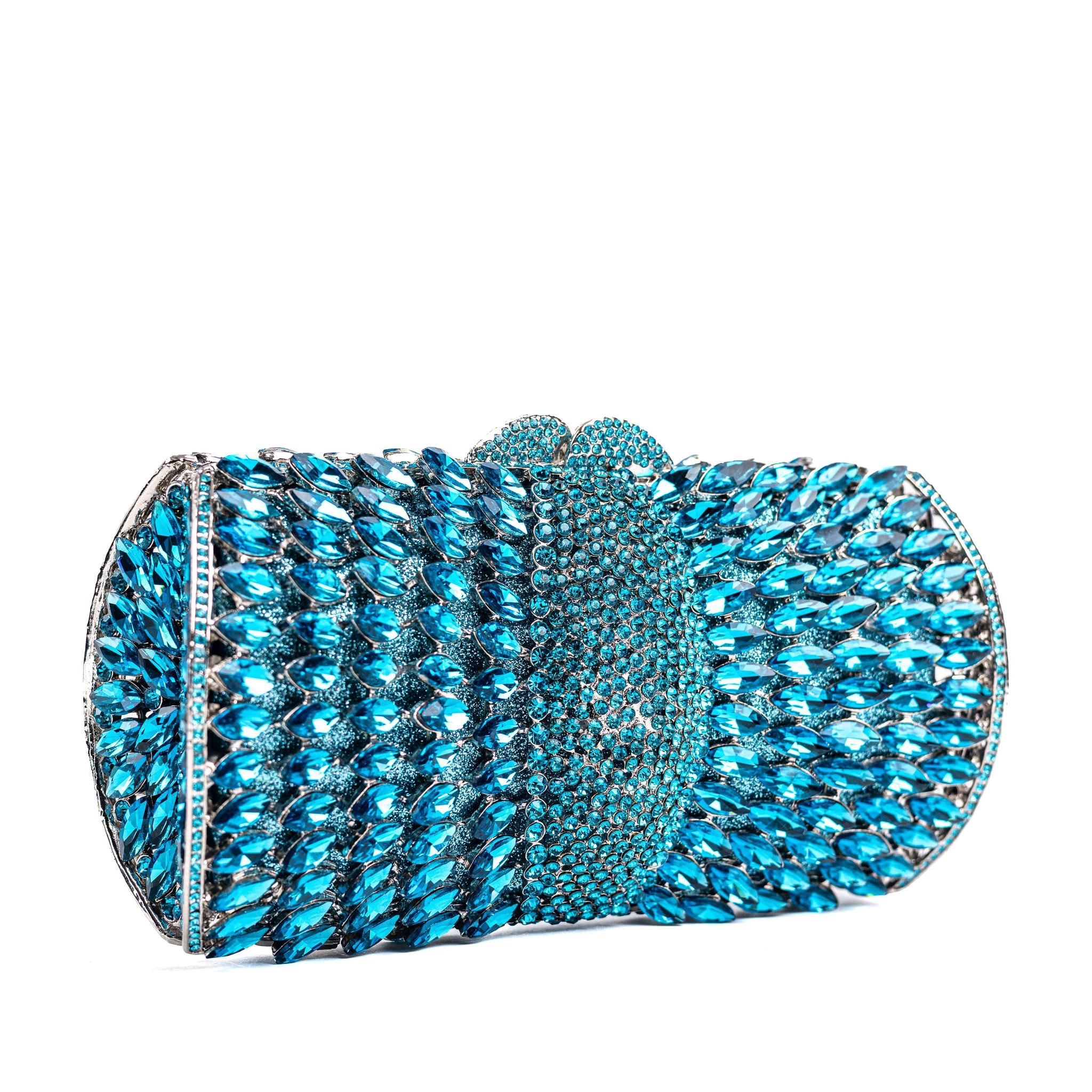 Blue Rhinestone Clutch Purse