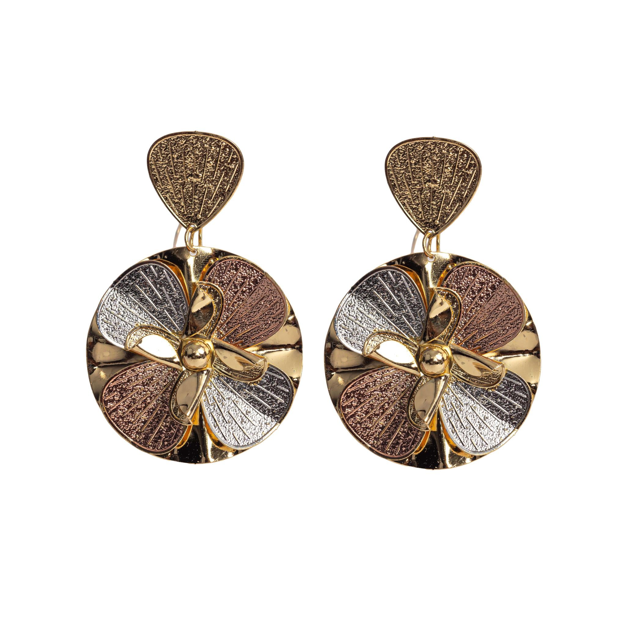 Gold, Silver & Rose Gold Drop Earring