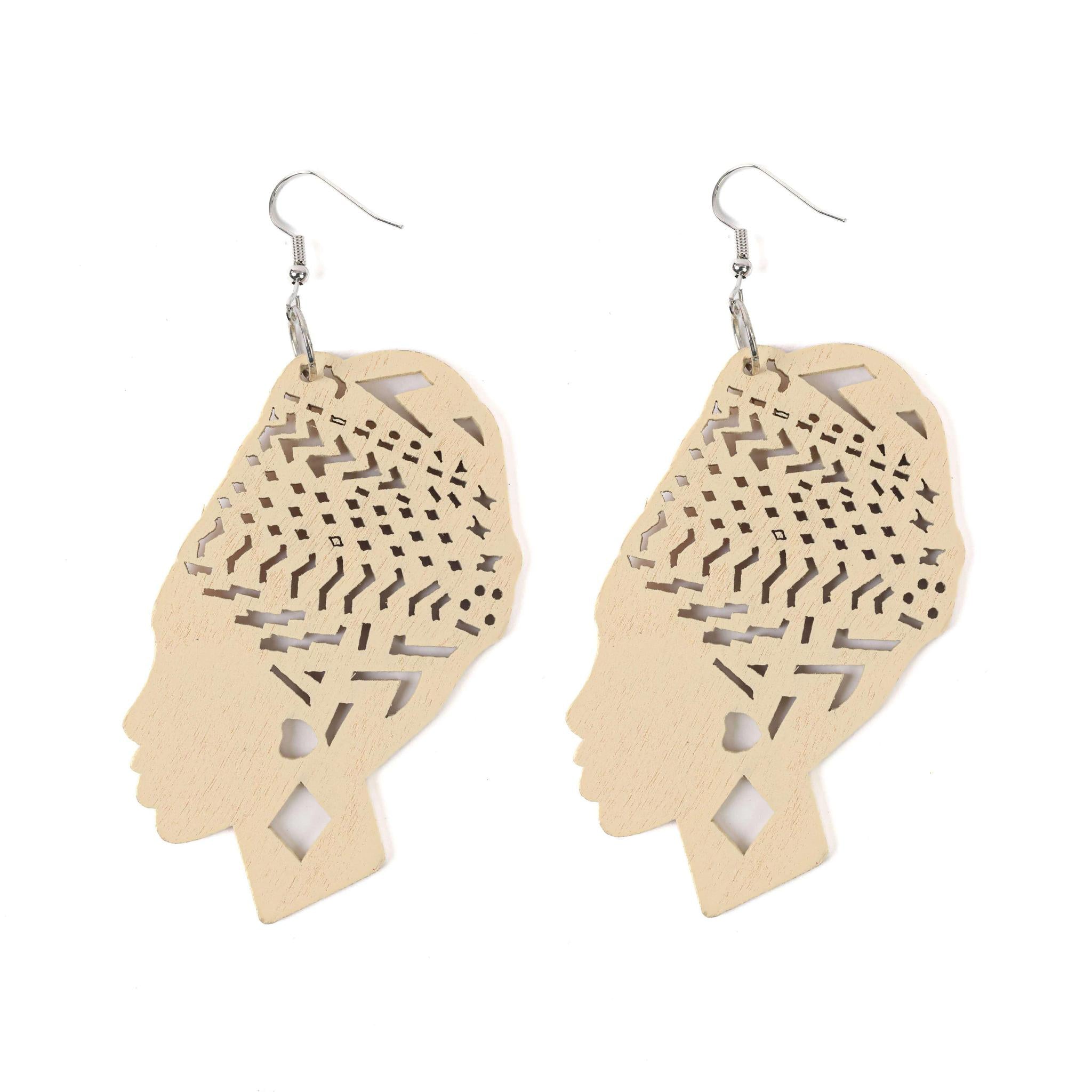 Cream Lightweight Mama Africa Wooden Earrings