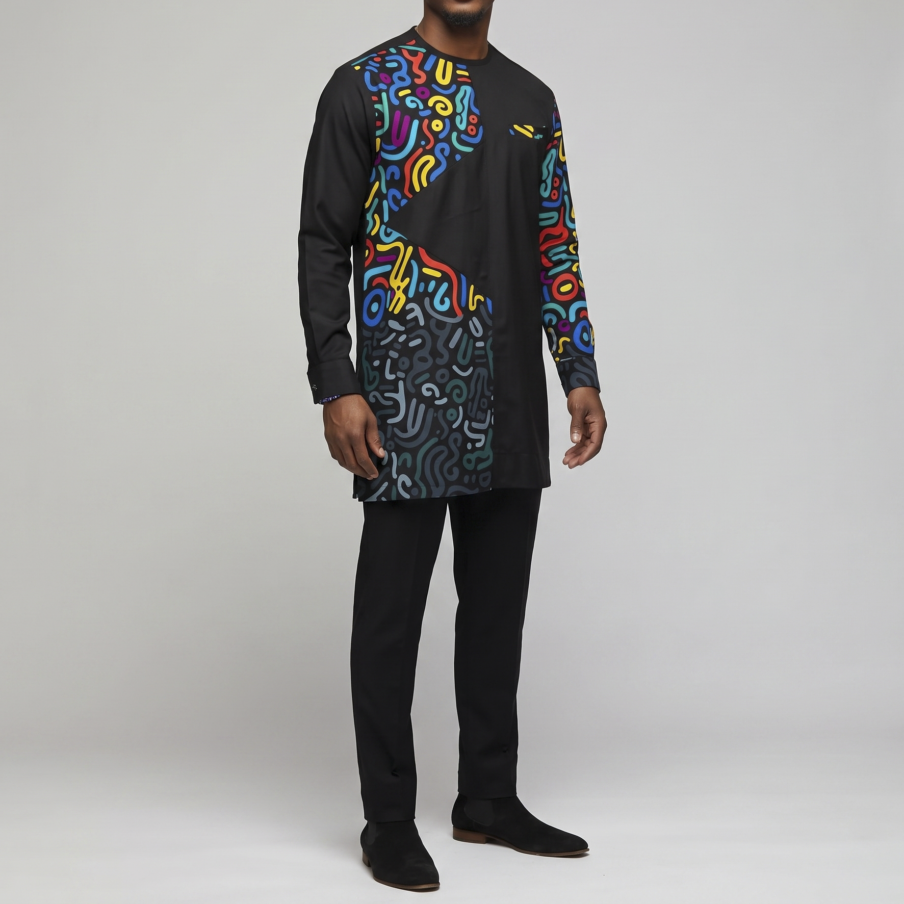 Men's Abstract Print Senator Suit