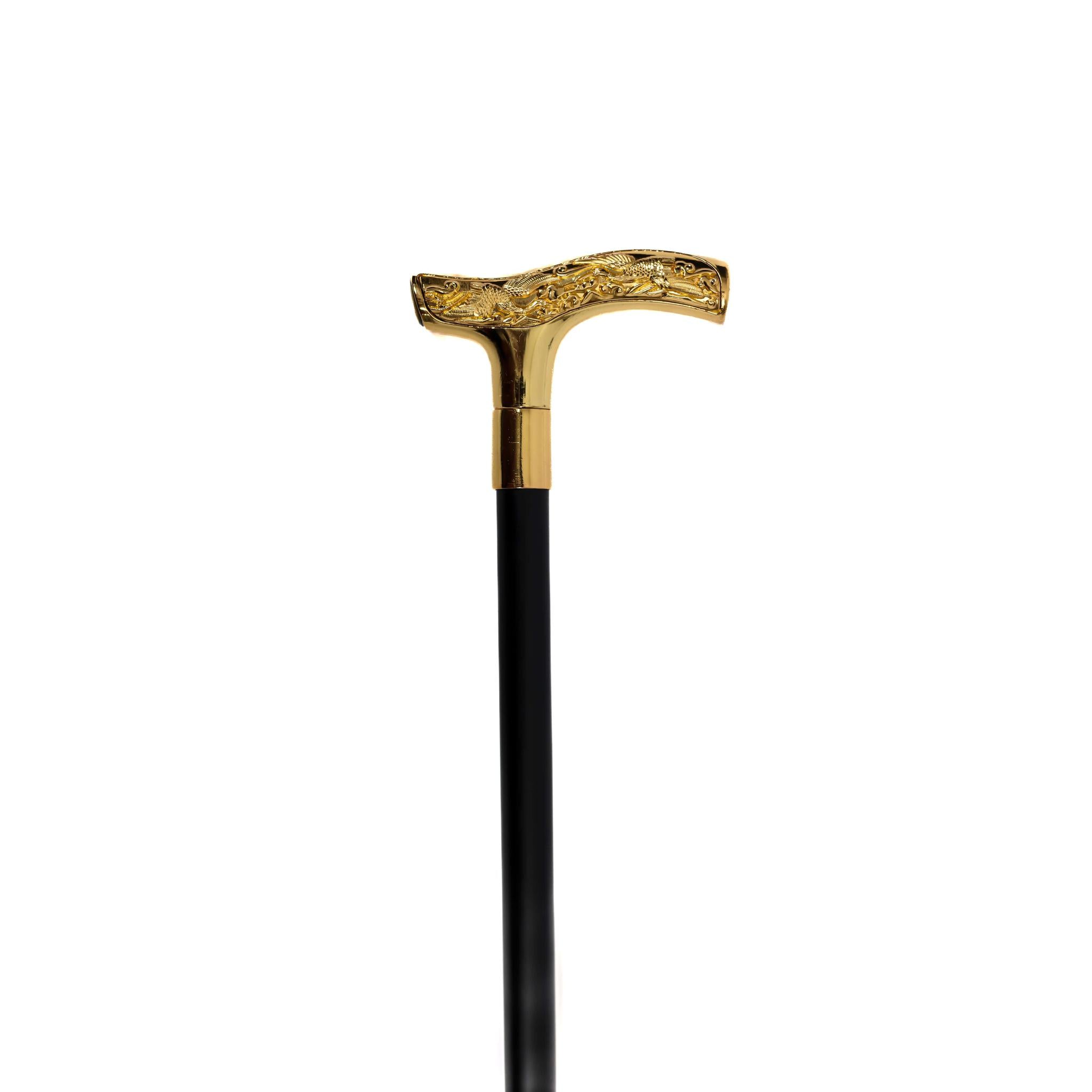 Elegant Gold Handle Walking Cane