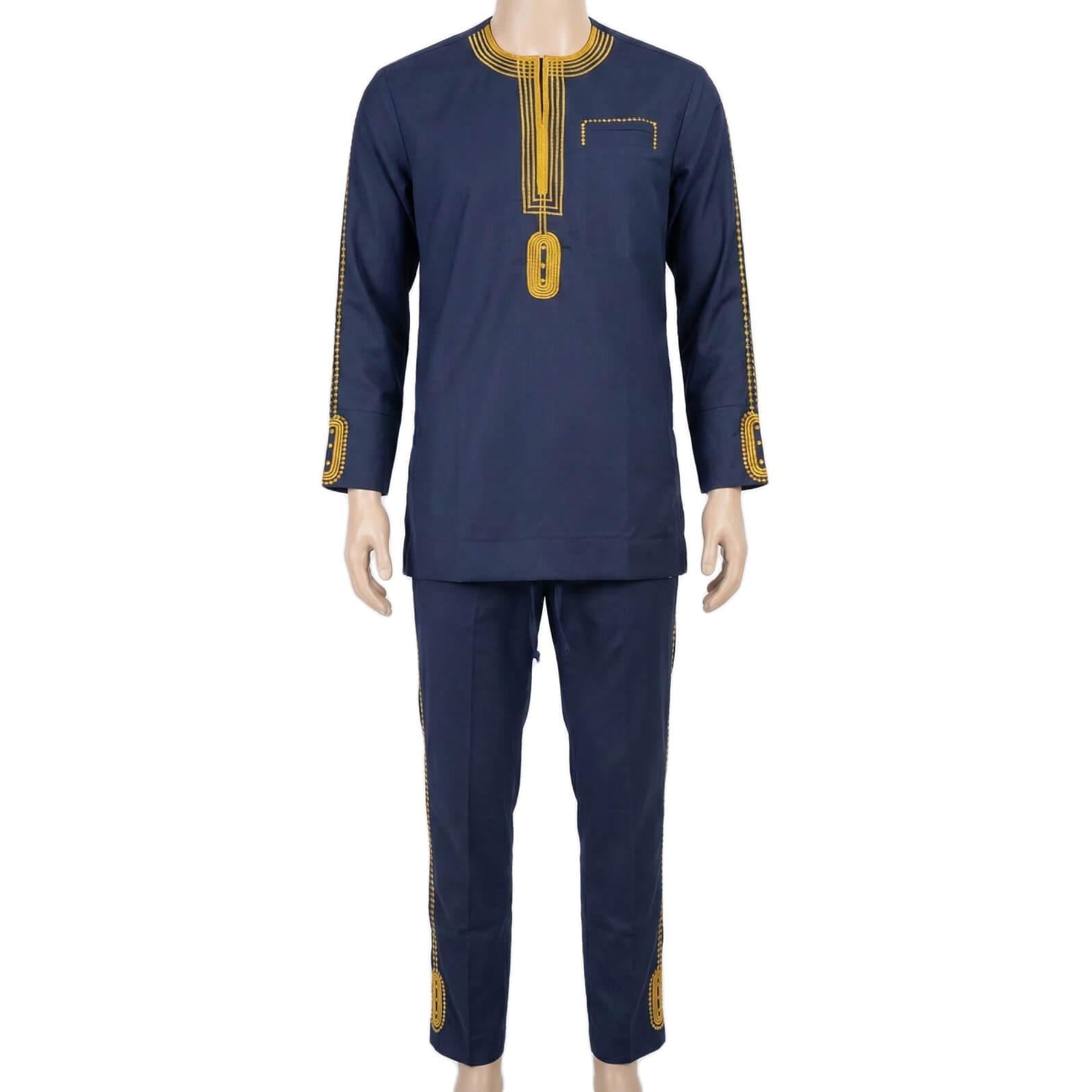 Navy Blue With Gold Embroidery Suit