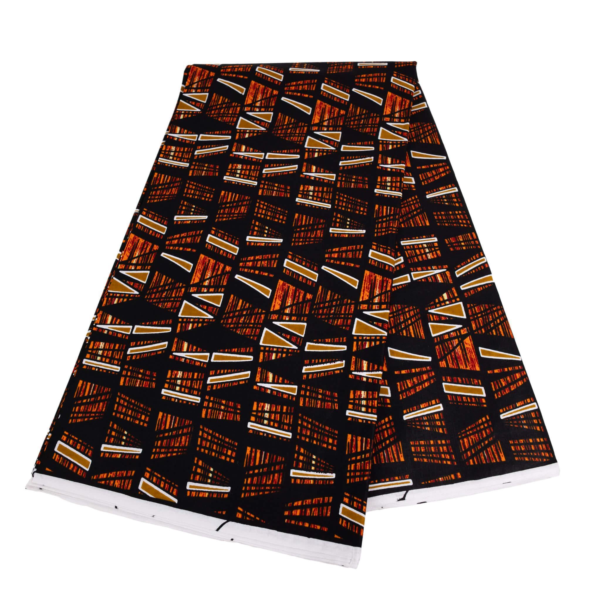 Black, Rust & Gold Geometric African Wax Print (Ankara) – 6 Yards