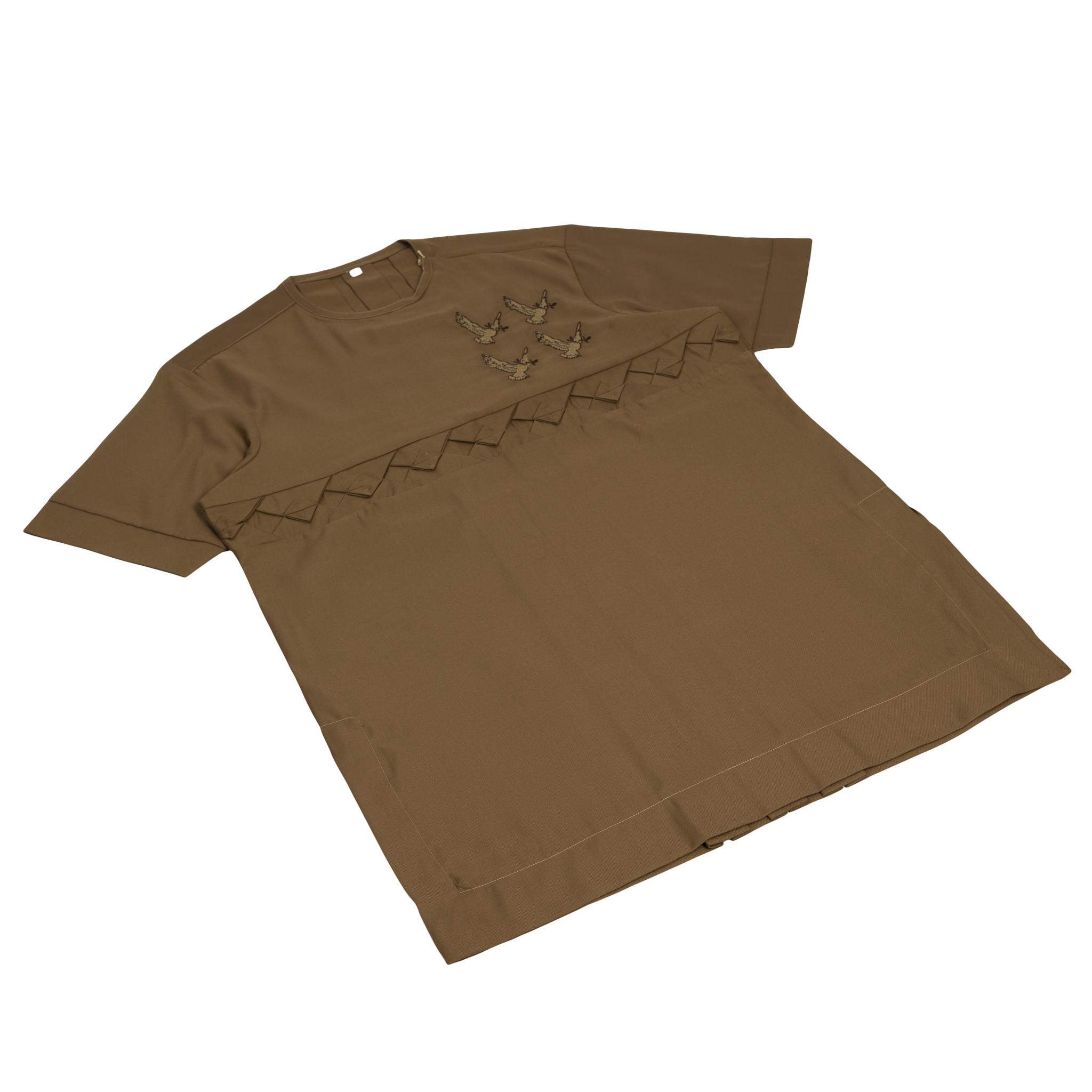 Chestnut Brown Embroidered Men's Cotton Senator Set