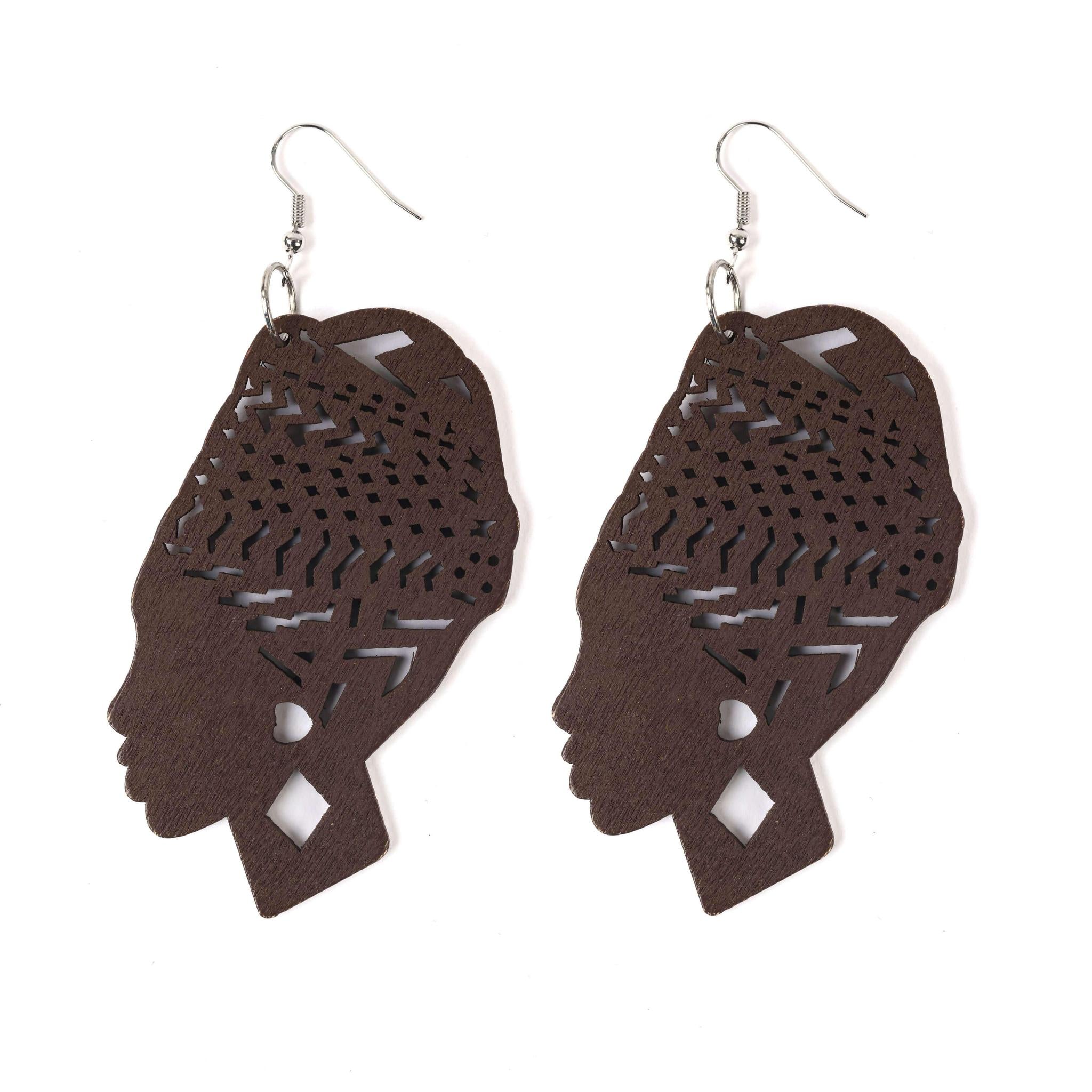 Brown Lightweight Mama Africa Wooden Earrings