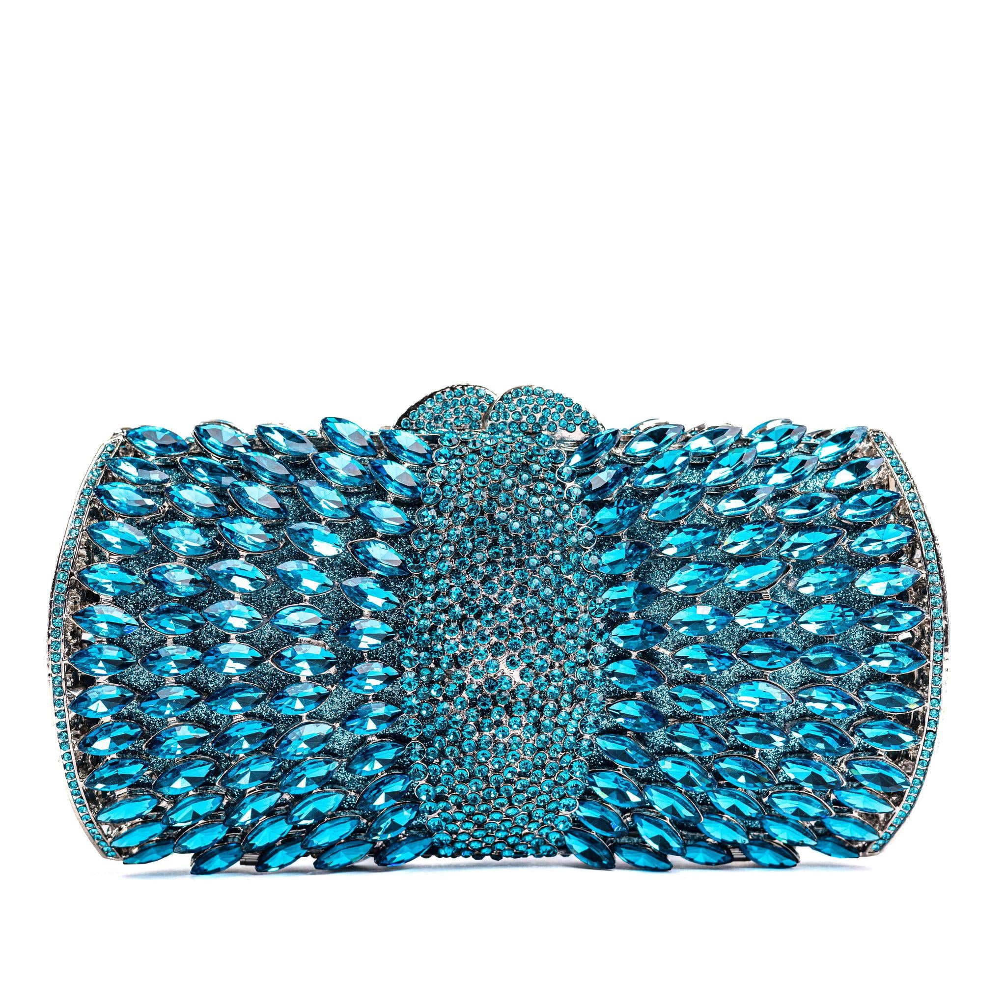 Blue Rhinestone Clutch Purse