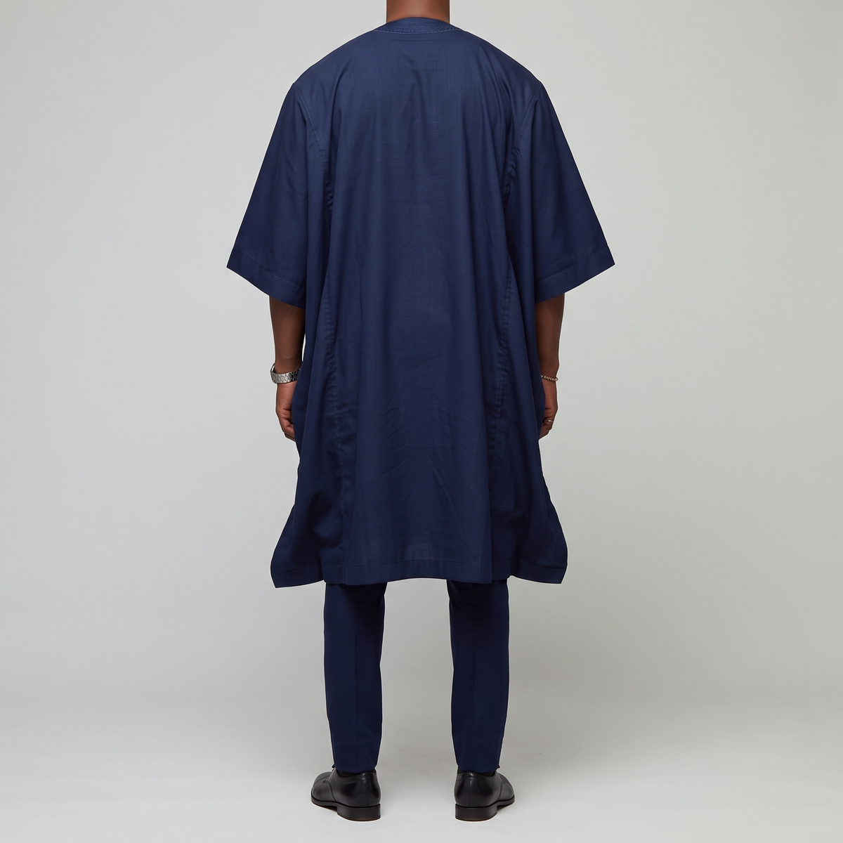 Navy Blue 3-Piece Embroidered Agbada Suit