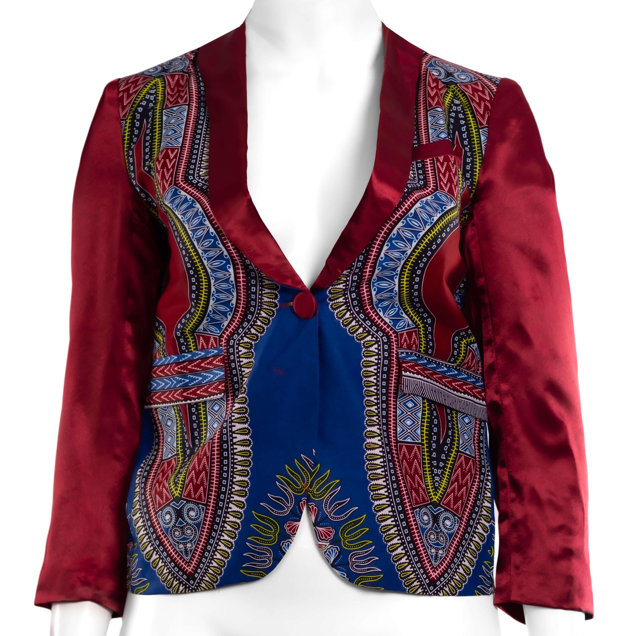 Blue & Red Dashiki Jacket