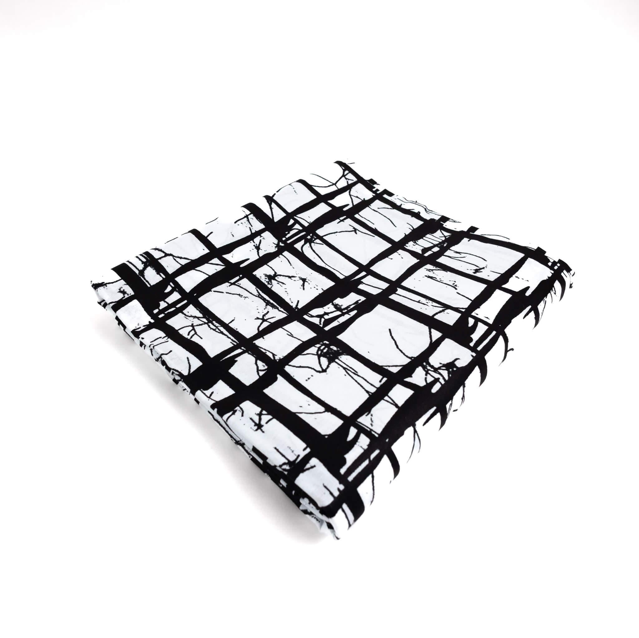 "Modern Monochrome Grid"  White & Black (Ankara) – 6 Yards