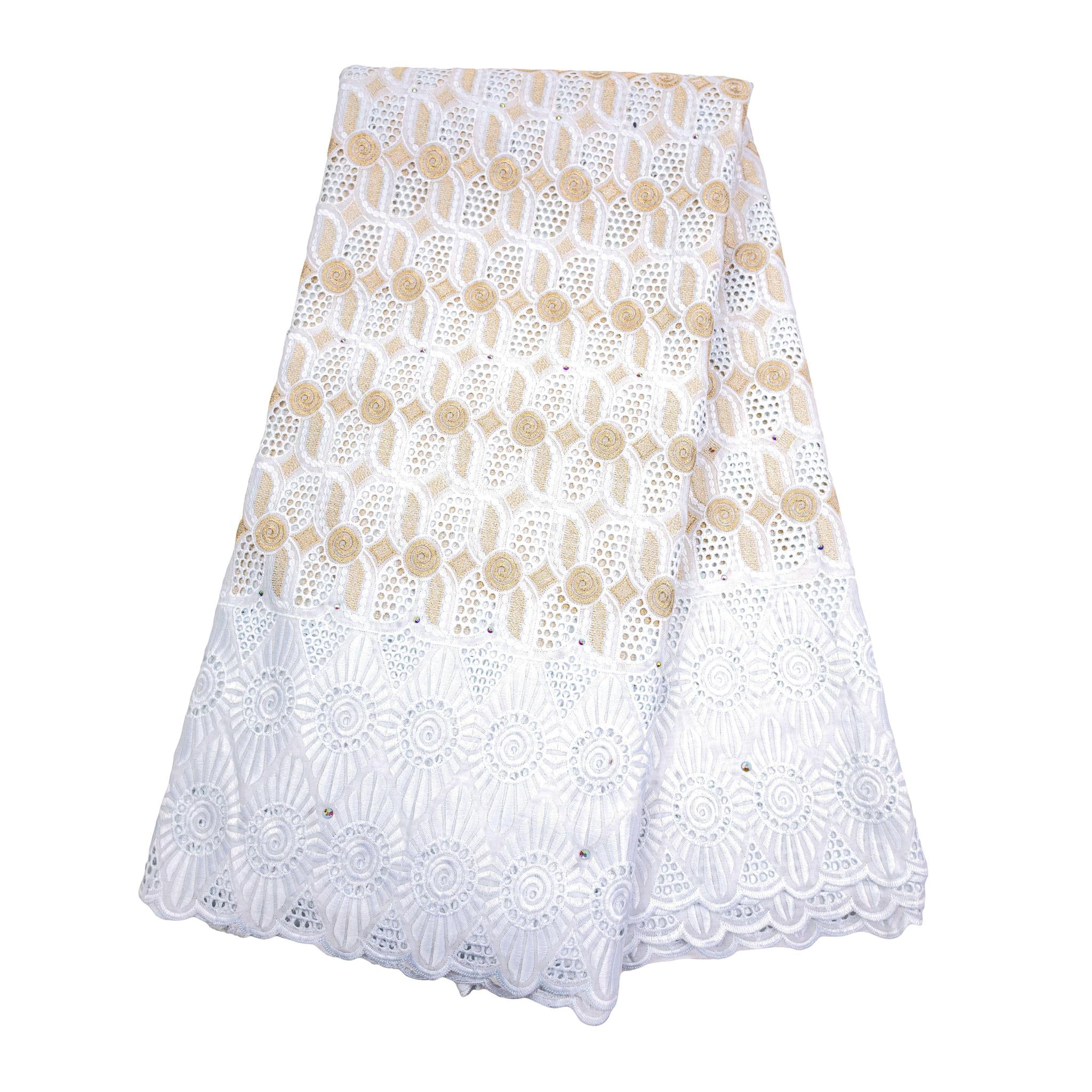 White & Gold Cotton Lace